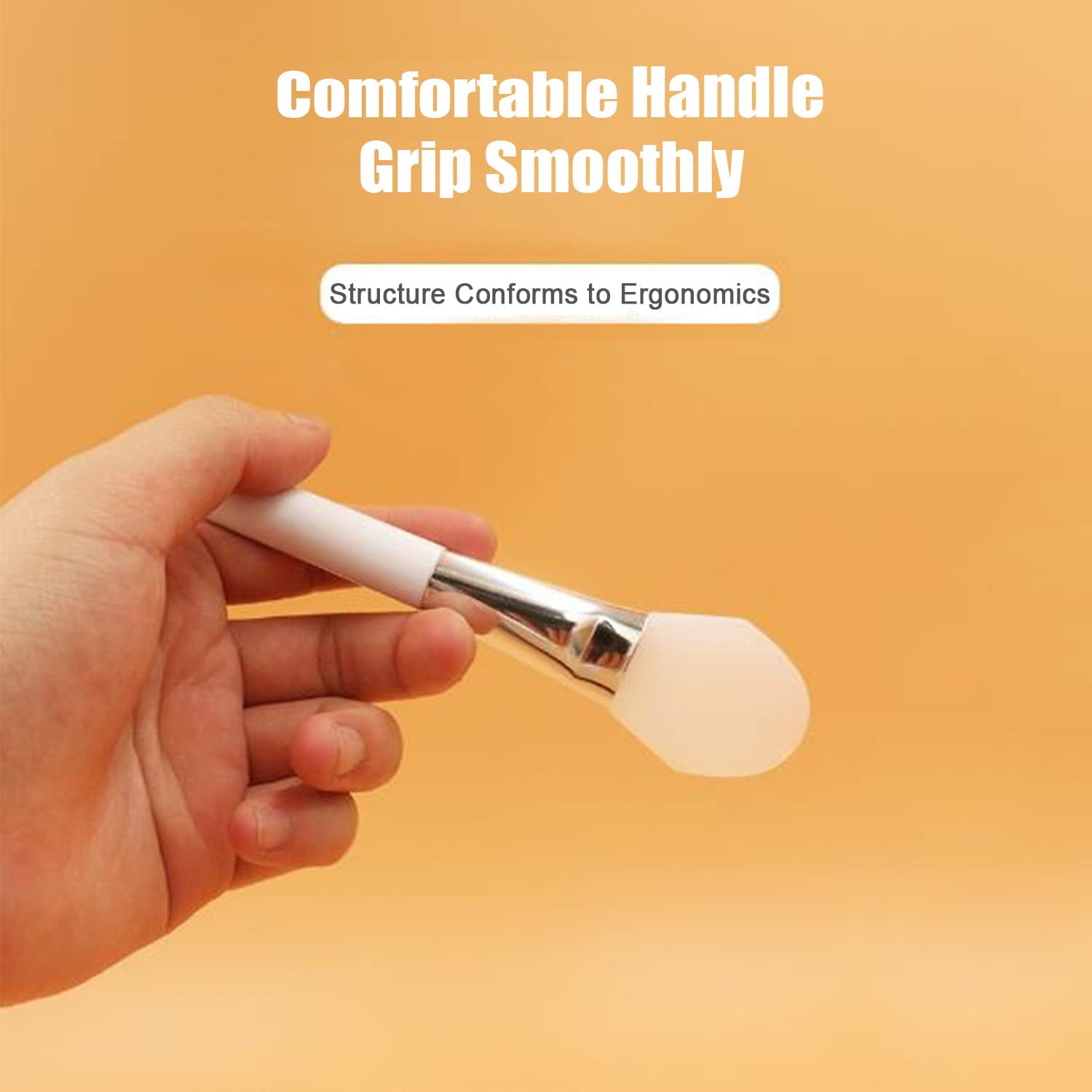 Facial Mask Application Brush, Soft Silicone Fan Shape White Brush Head Cosmetic Tool for Body Lotion, Mud, Clay, Cha... - Image 5