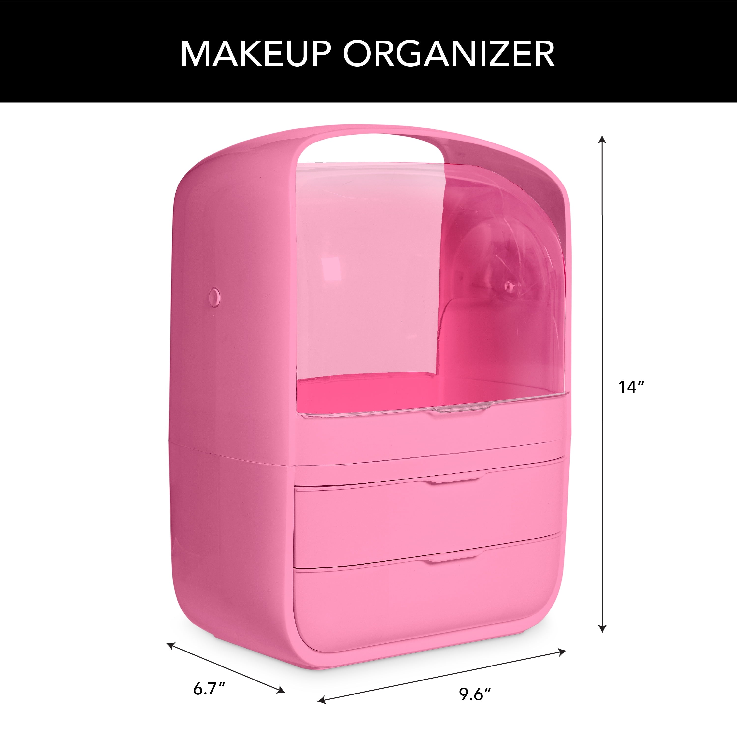 Plastic Skincare and Makeup Organizer with 3 Compartments, Pink - Image 2