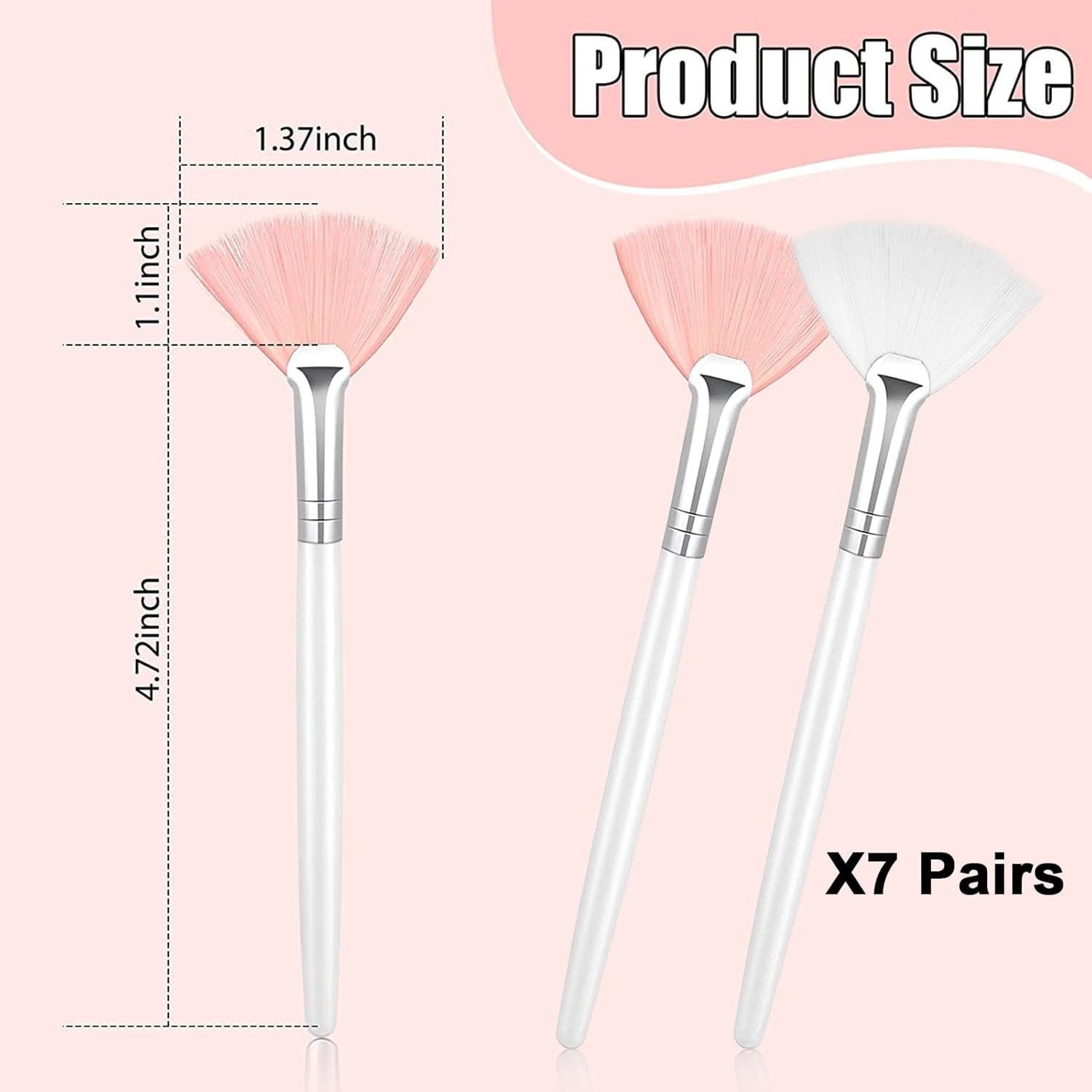 14 Pieces Fan Brushes Applicator, Mask Brushes for Facial Makeup Tools for Face Cosmetic(White, Pink) White, Pink - Image 2