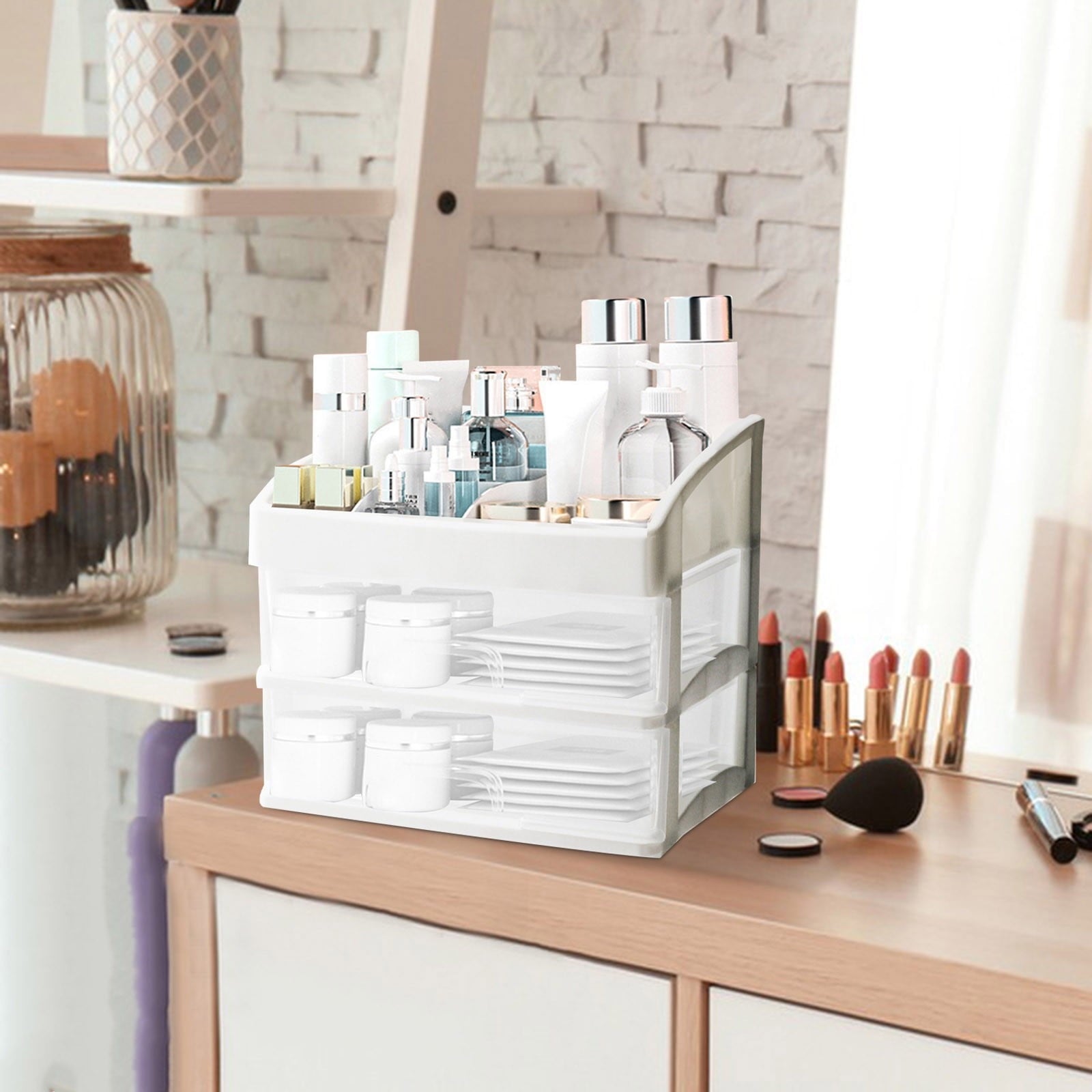 Makeup Organizer for Vanity Cosmetic Display Cases Large Capacity Bathroom Countertop Plastic Storage for Skin Care P... - Image 4