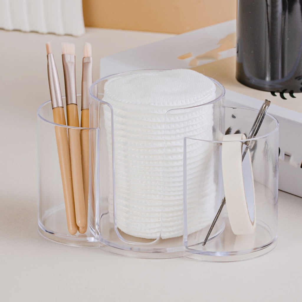 Vertical Makeup Organizers Box With Triple Sections for Cosmetic Cotton Pads Skincare Supplies and Beauty Tools - Image 3