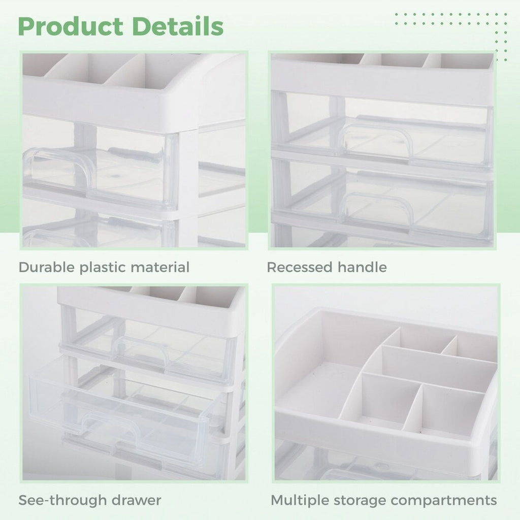 Cosmetic Organizer, Makeup Storage Box with 3 Clear Drawers, Skincare Product Organizer for Vanity, Dresser, Bedroom, Bathroom - Image 4