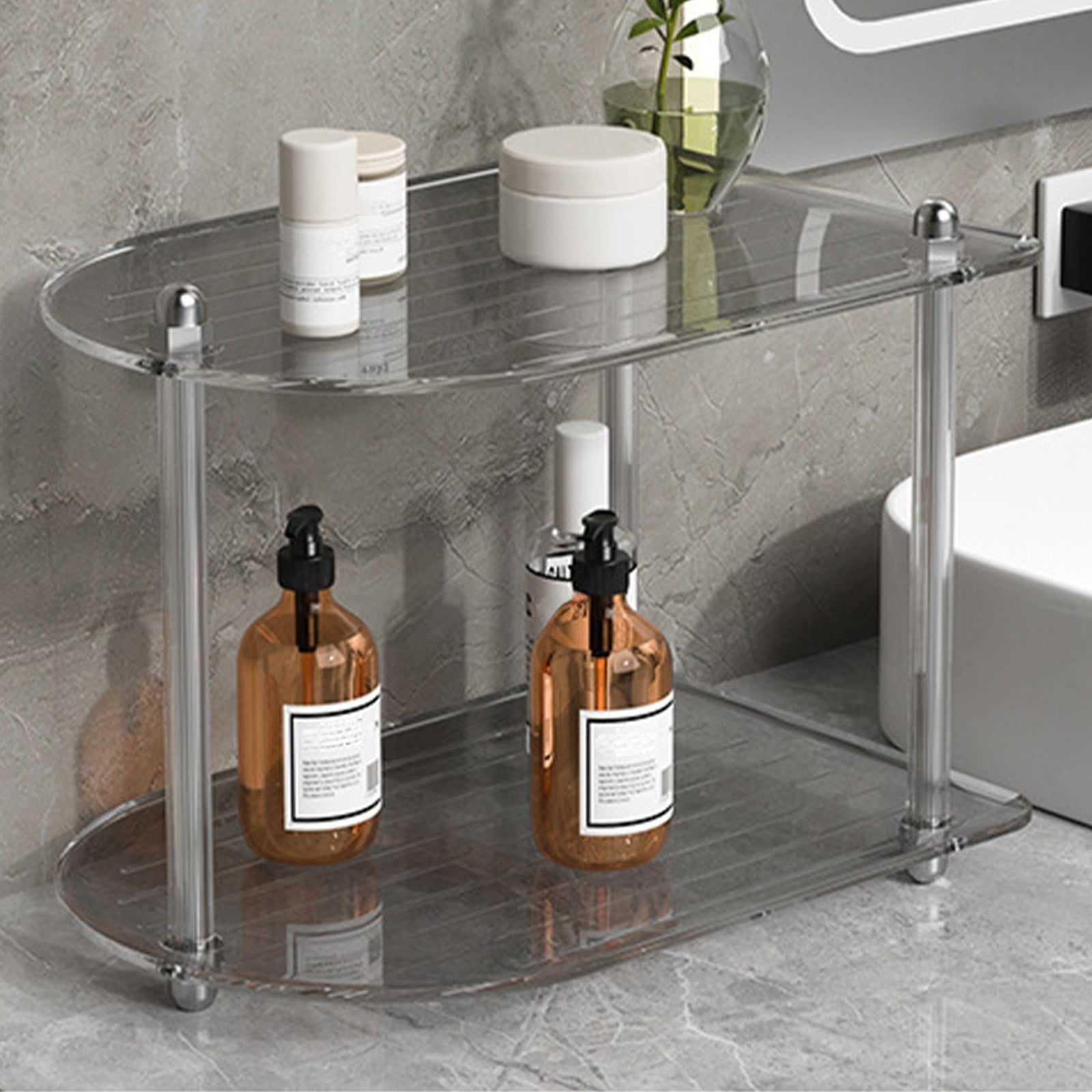VOTRUDI Clear Makeup Organizer, Double Layer Cosmetic Storage for Bathroom Counter, Vanity Skincare Organizer with Me... - Image 4