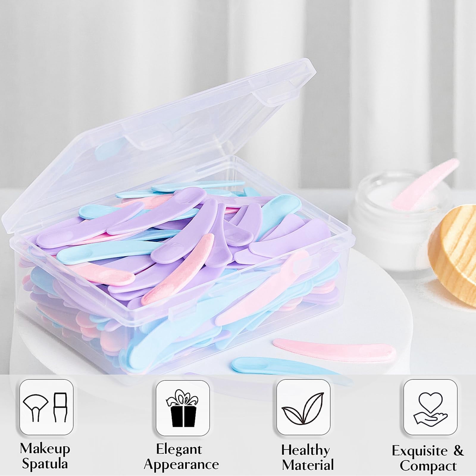 Emlimny 200 Pcs Disposable Mini Spoon for Makeup, Plastic Cosmetic Scoops Mixing Paddles for Sampling Cream, Lip Gloss, Mini Spatula for Fou - Image 3