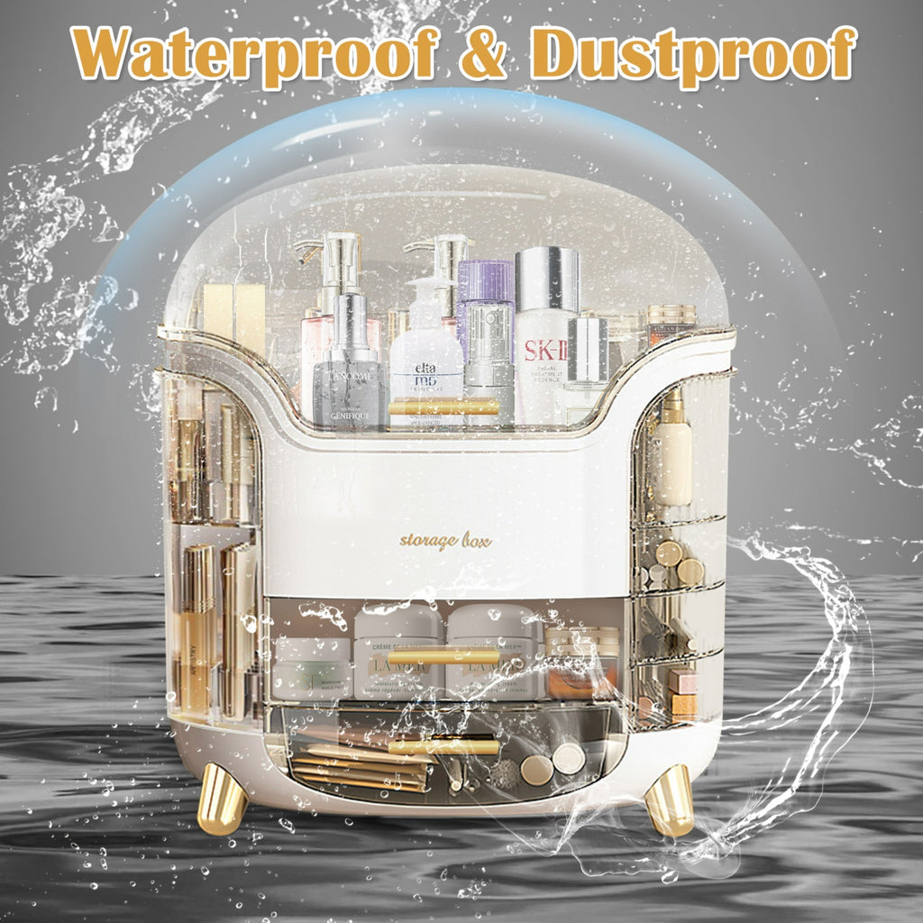 Wdmiya White Makeup Organizer and Storage, Waterproof& Dustproof Cosmetic Organizer Box with Lid, Large Capacity Vanity Storage, Makeup Disp - Image 3