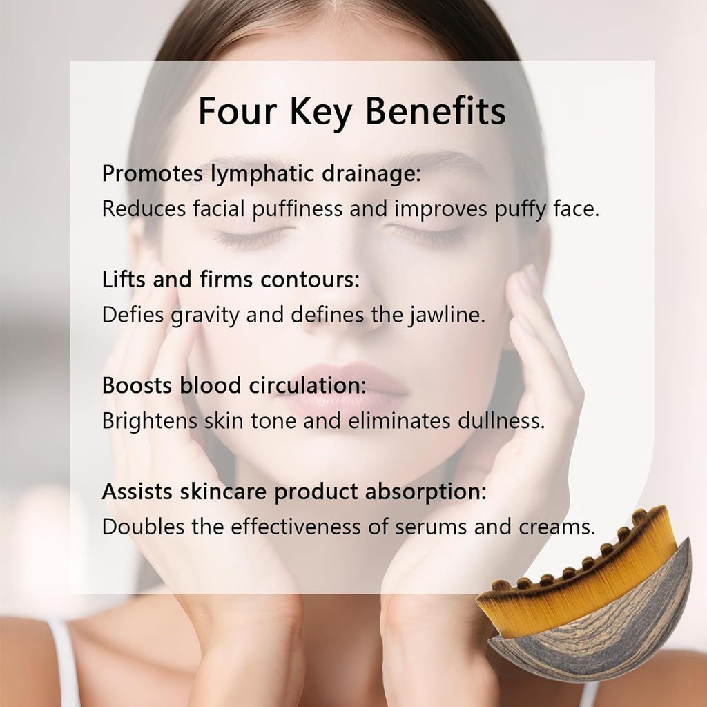 Lymphatic Face Brush, Contour Brushes, Lymphatic Drainage Facial Massage Tool for Jawline Neck Contouring, Natural Wo... - Image 4