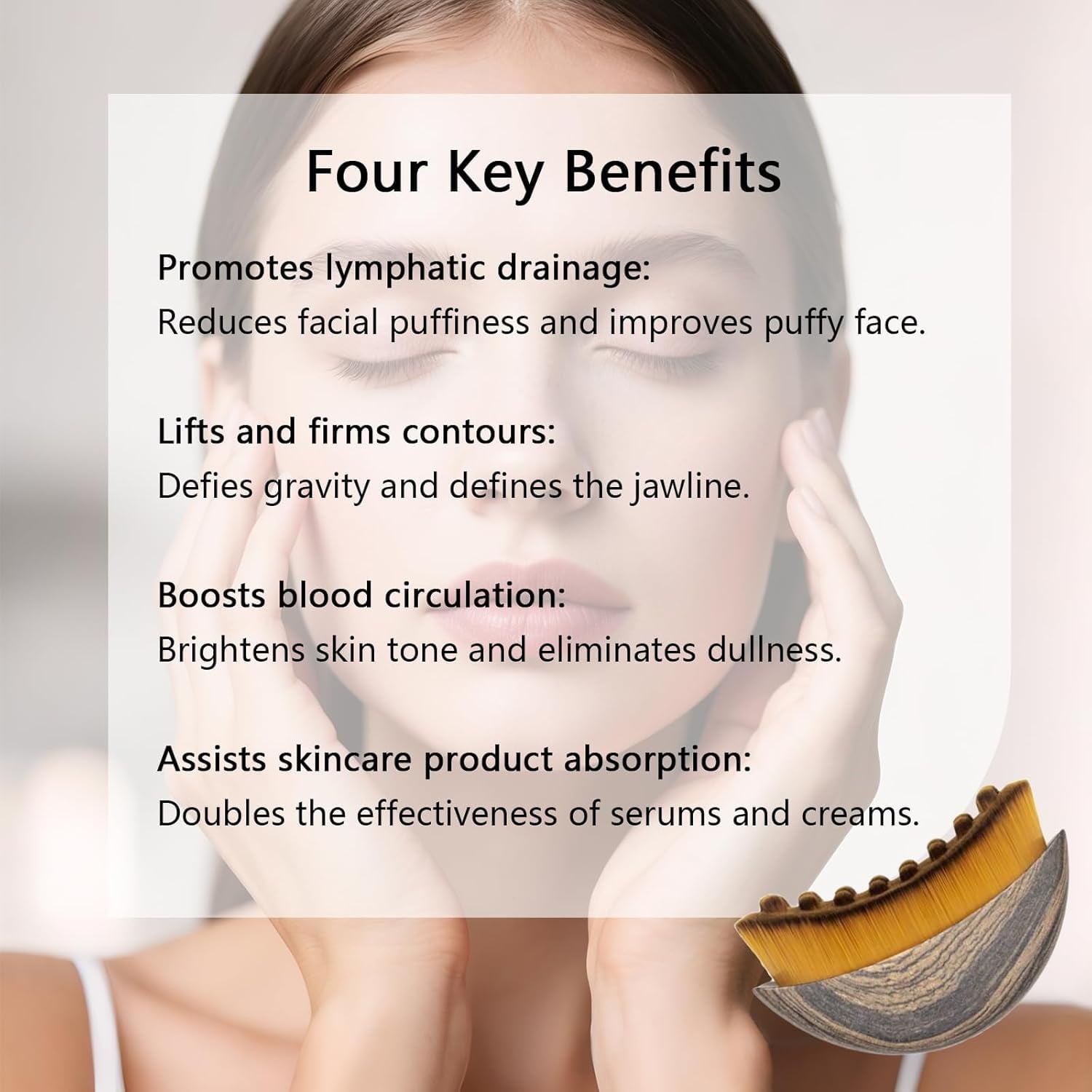 Lymphatic Face Brush, Contour Brushes, Lymphatic Drainage Facial Massage Tool for Jawline Neck Contouring, Natural Wo... - Image 4