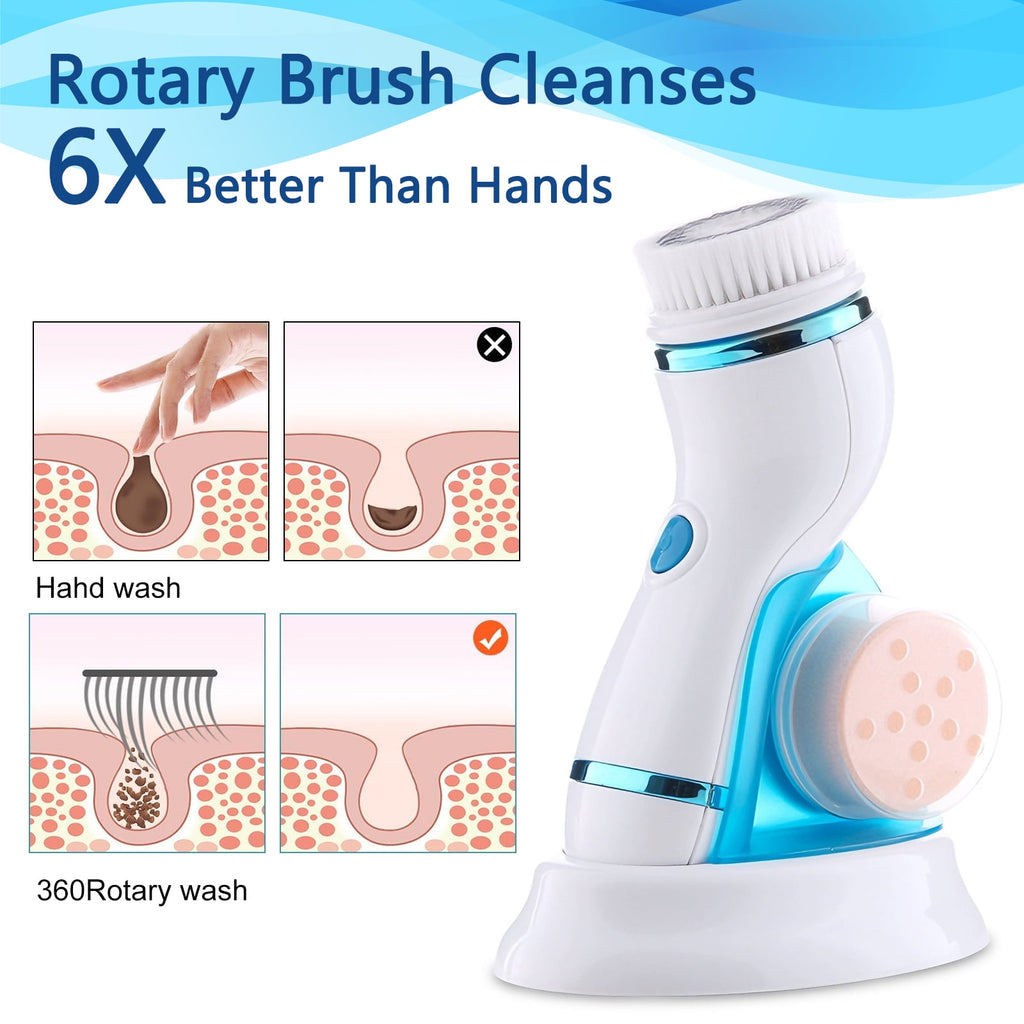 Facial Cleansing Brush Waterproof Heads,Electric Face Spin Brush for Exfoliating,Oil makeup, Pores Massaging and Deep... - Image 5