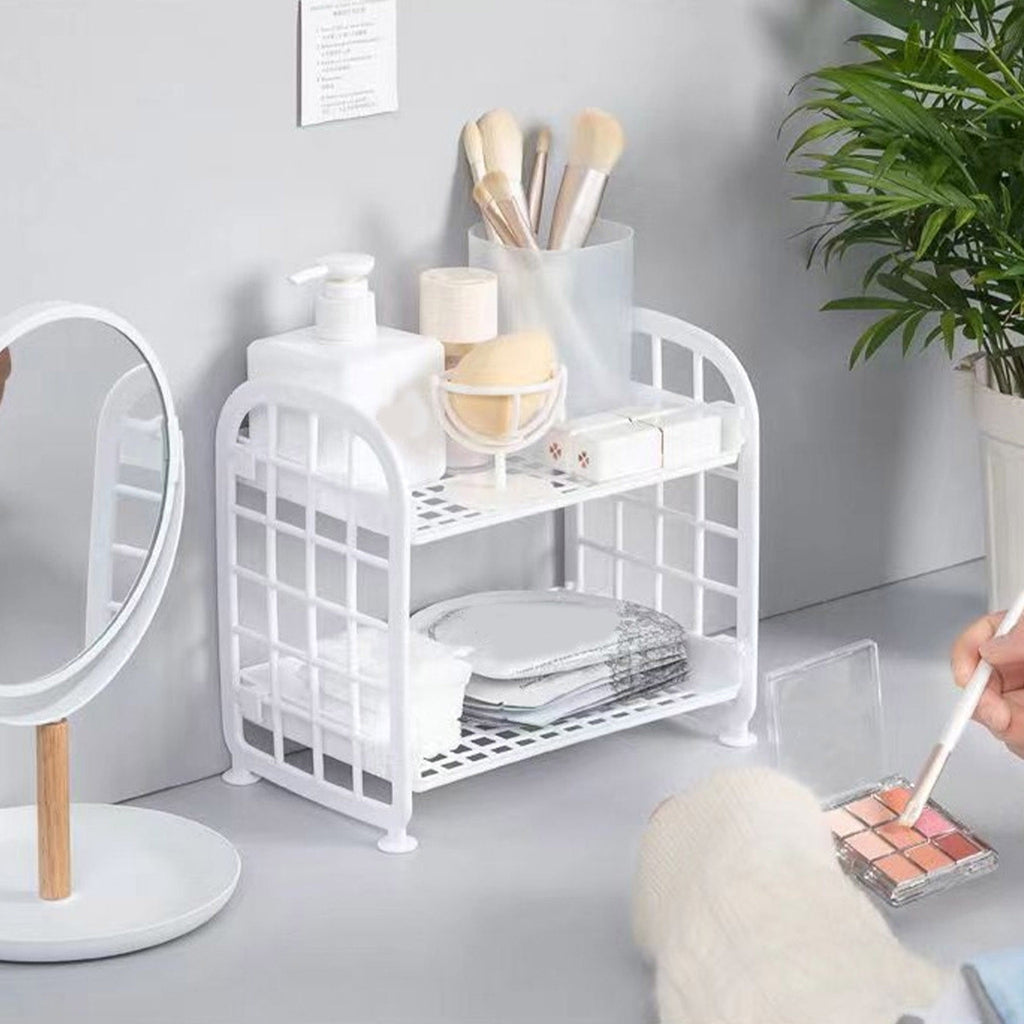 Table Shelf Organizer, Cosmetic Stationery Storage Holder, 2-Tier Multifunctional Plastic Shelf, Makeup Organizer, fo... - Image 6