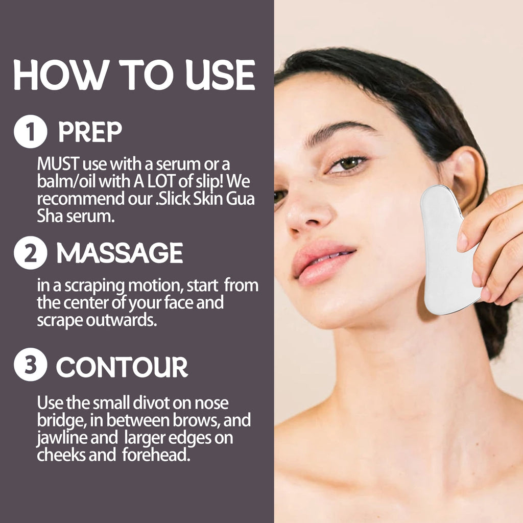 Stainless Steel Facial Roller and Gua Sha Scraper Set, Dual-Ended Face Massage Roller for Face, Neck and Body, Home S... - Image 5