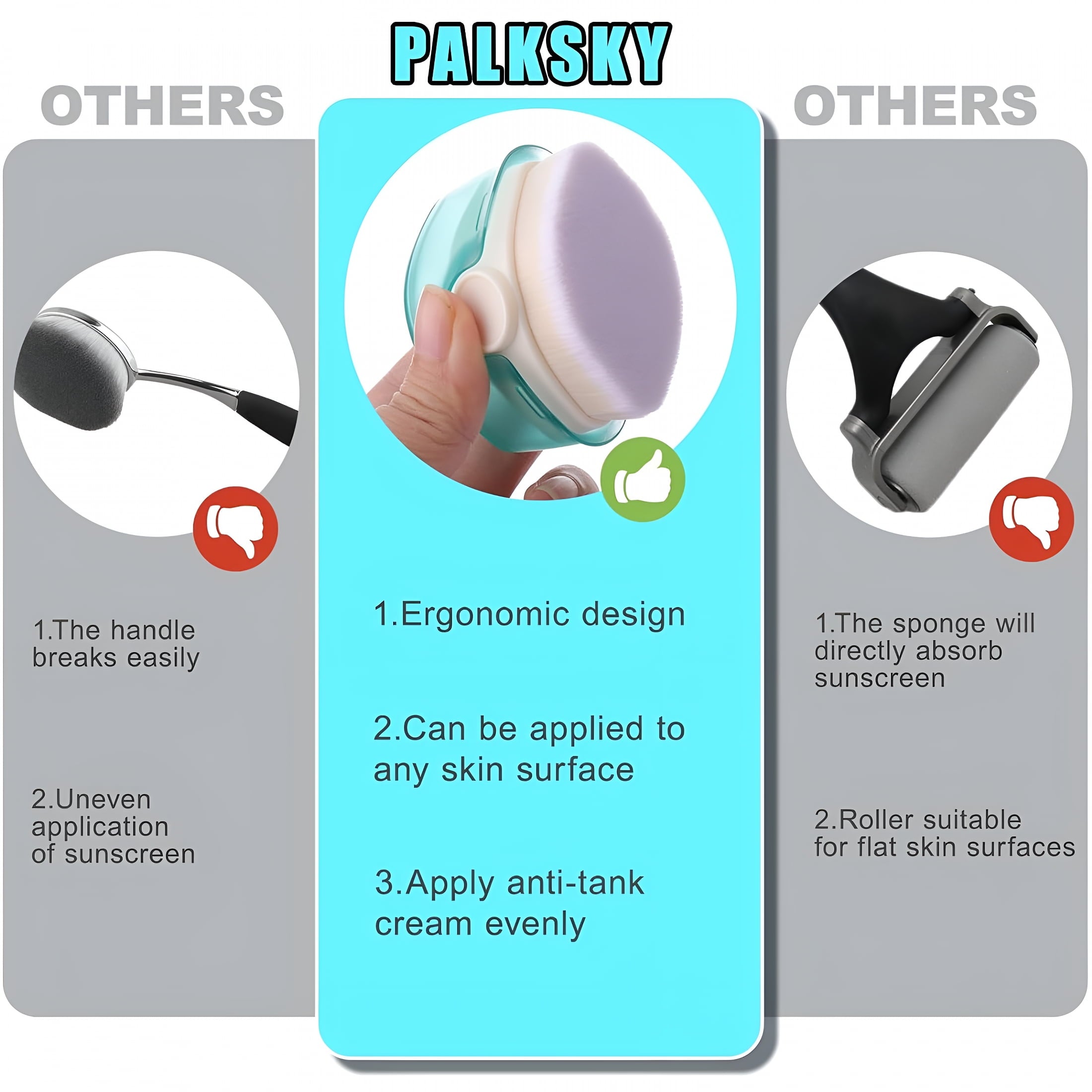2026 New Sunscreen Applicator for Kids, Sunblock Brush Set, Sun Lotion Applicator Sun Brush, Body Makeup Brush, for S... - Image 5