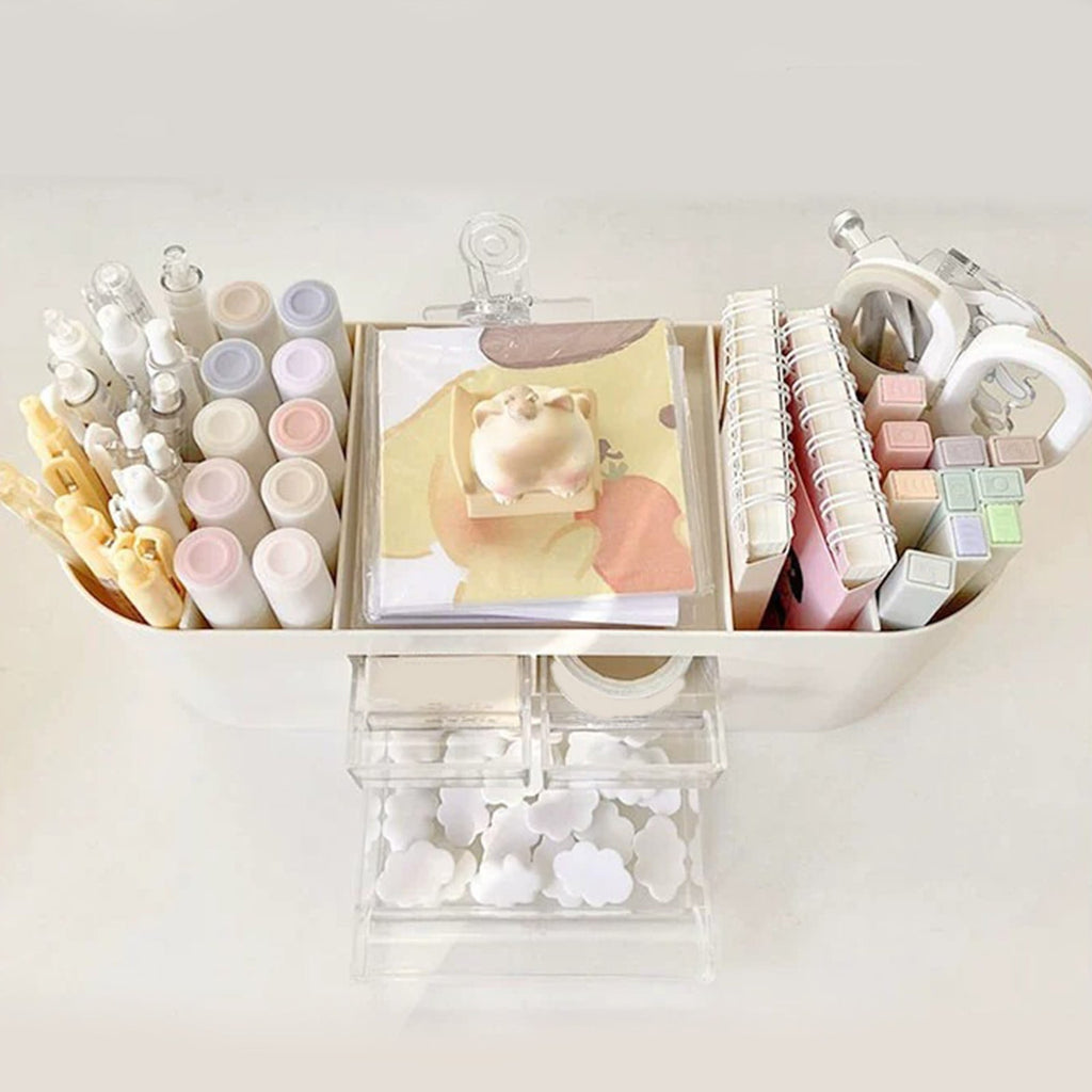 Desktop Storage Box Drawer Style Thickened Plastic Cosmetic Organizer Box for Makeup Skincare Jewelry Office Supplies... - Image 5
