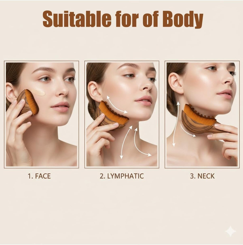 Brush for Drainage Facial Soft Organic Dry Tool, Reduces Puffiness, Sculpts Jawline Improve Radiance, for Sensitive &... - Image 6