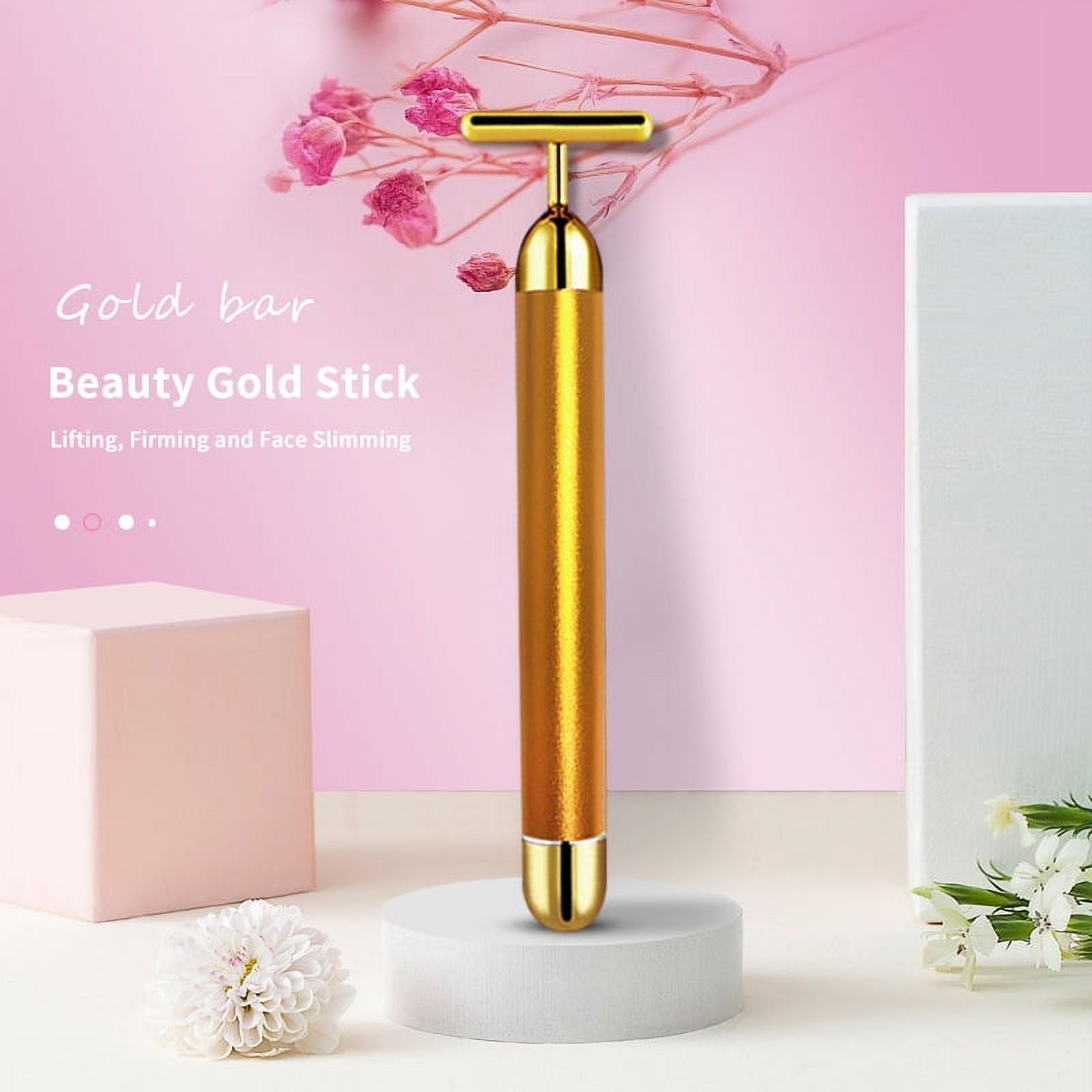 PanBiqintyy T-Shape Facial Massager Vibrating Beauty Bar 24K Electric Face Slimming Rod Golden Stick Tightening Skin Electric Massage Roller - Image 5