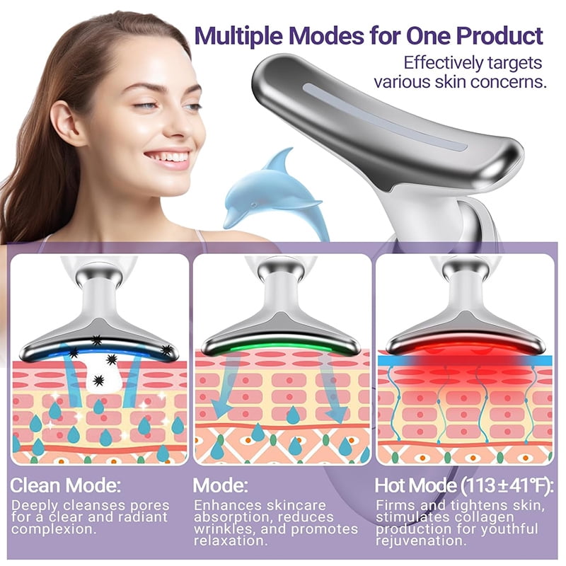 Red Light Therapy Massager for Face and Neck, 7-Color LED Neck & Face Rejuvenator, Multifunctional Facial Skincare Tools with Vibration - Image 5