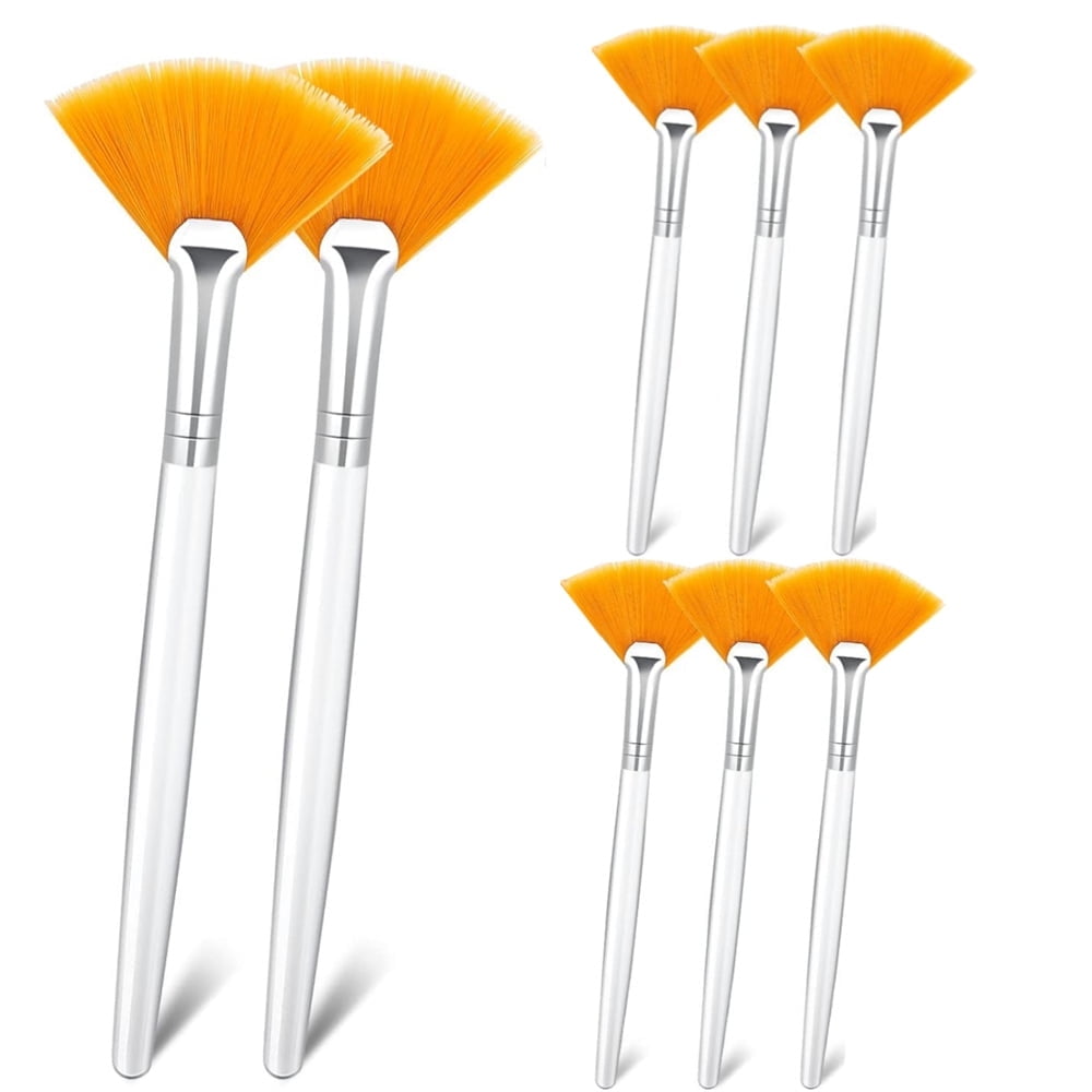 6 Pack Facial Applicator Brush,Fan Brushes with White Handle,Slim Soft Mask Brushes,Esthetician Acid Applicator Brush...