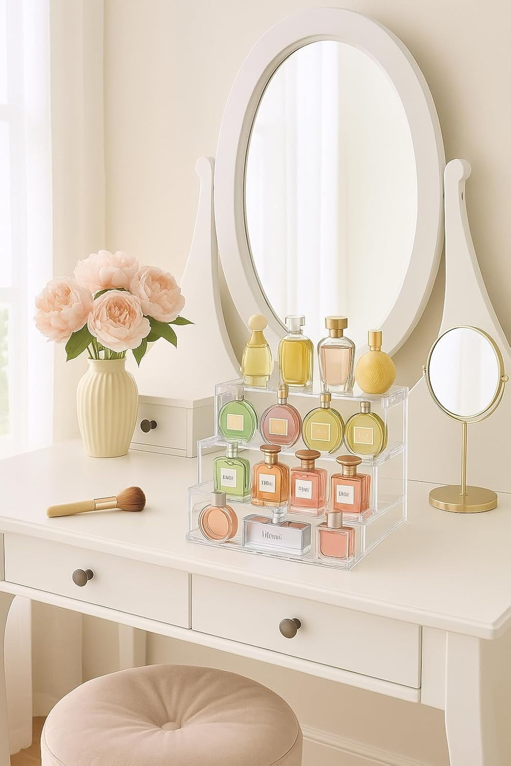 MIRANDINHA Store - Acrylic Display Riser 4 Tier Clear Organizer Shelf Stand for Bathroom Skincare, Vanity, Makeup, Perfume, Cologne, Dessert - Image 4