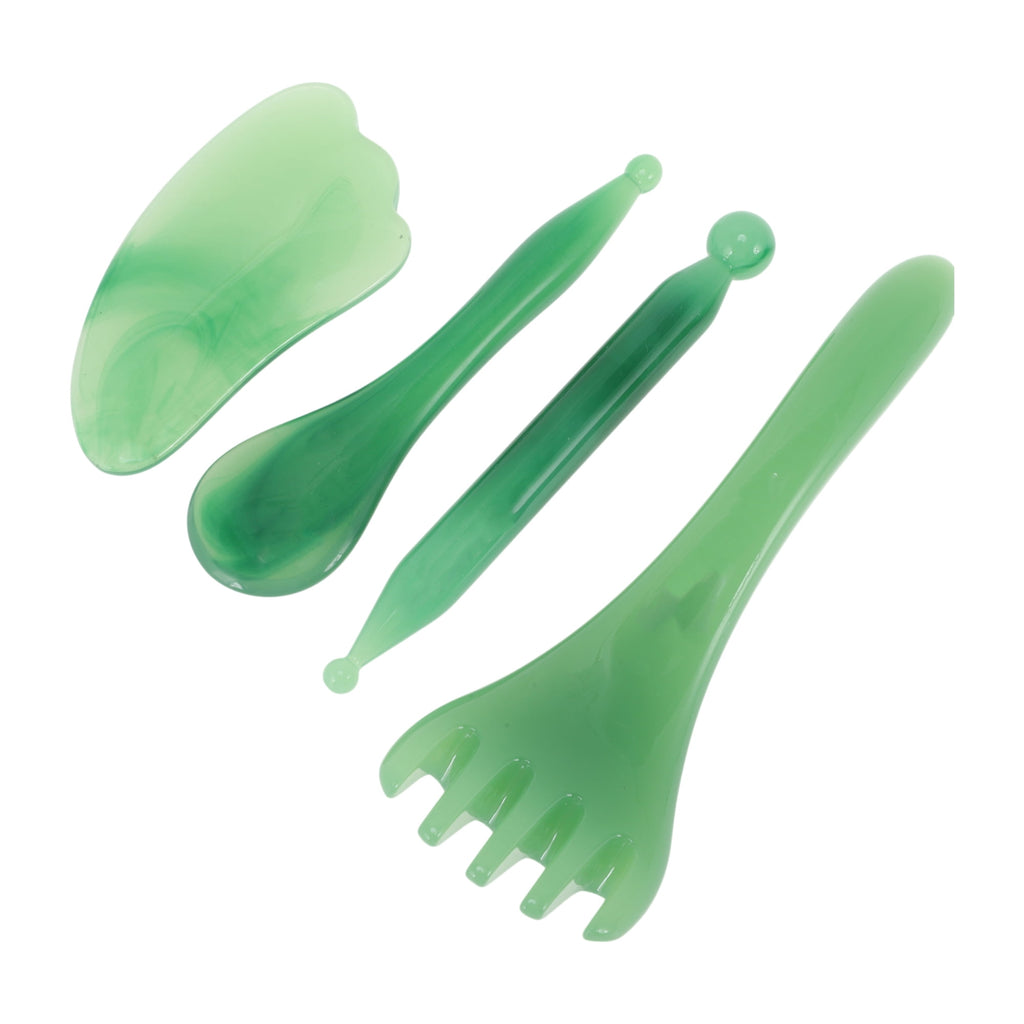 1 Set Gua Sha Facial Massage Beauty Tool Portable Skincare and Massaging Tool Clear Green - Image 5