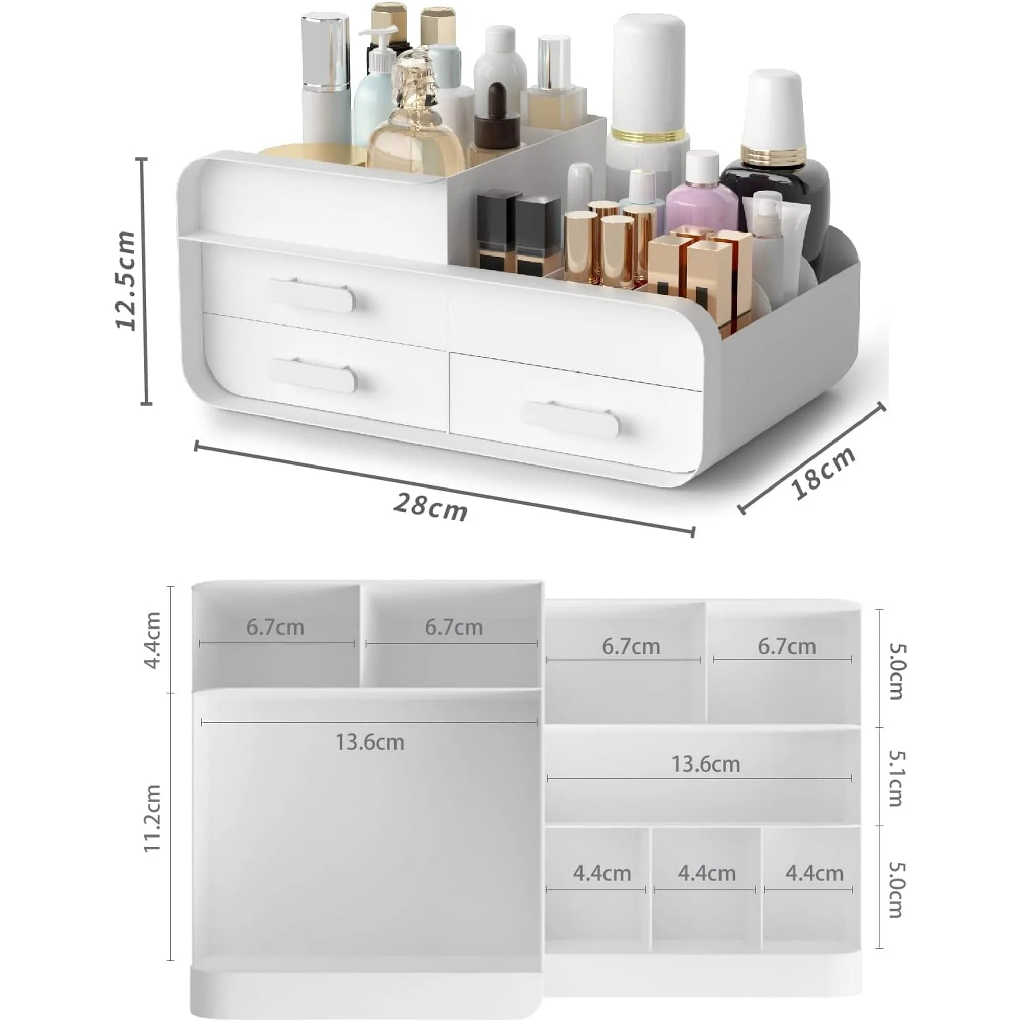 Skincare Organizer,Makeup Organizers for Vanity with 3 Drawers,Cosmetic Storage for Bathroom,Countertop Makeup Organi... - Image 3