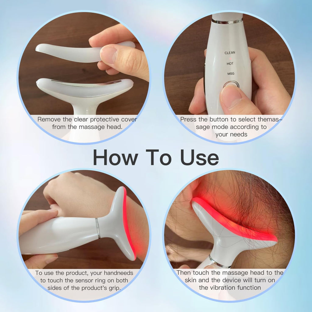 Neck Face Beauty Device, Skin Care Face Massage,3 in 1 Facial Massager, Face Sculpting Tool with Thermals, Vibration - Image 4