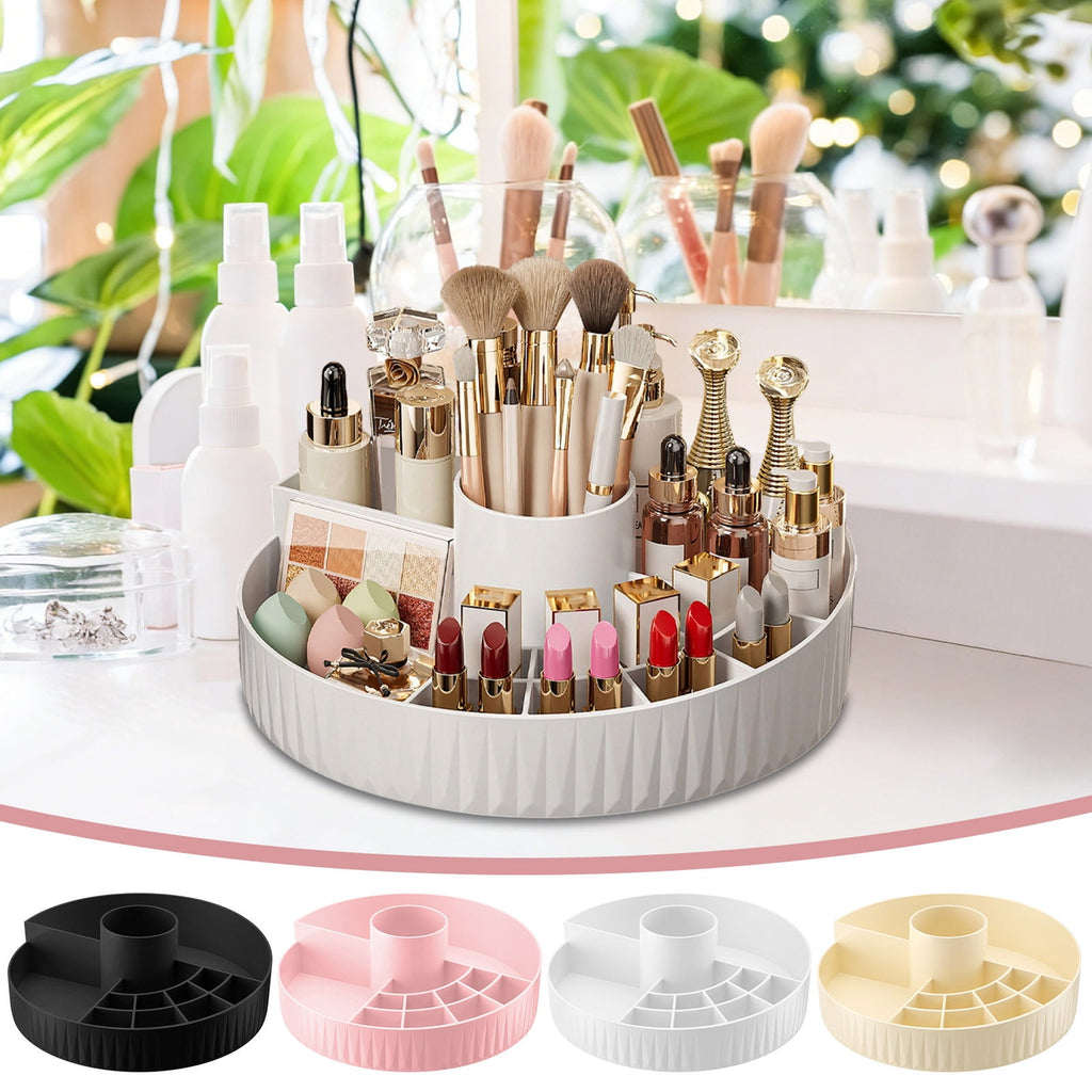 Desktop Rotating Cosmetic Storage Box, Multi-Functional Compartmentalized Makeup Organizer, Spinning Turntable for Ma... - Image 5