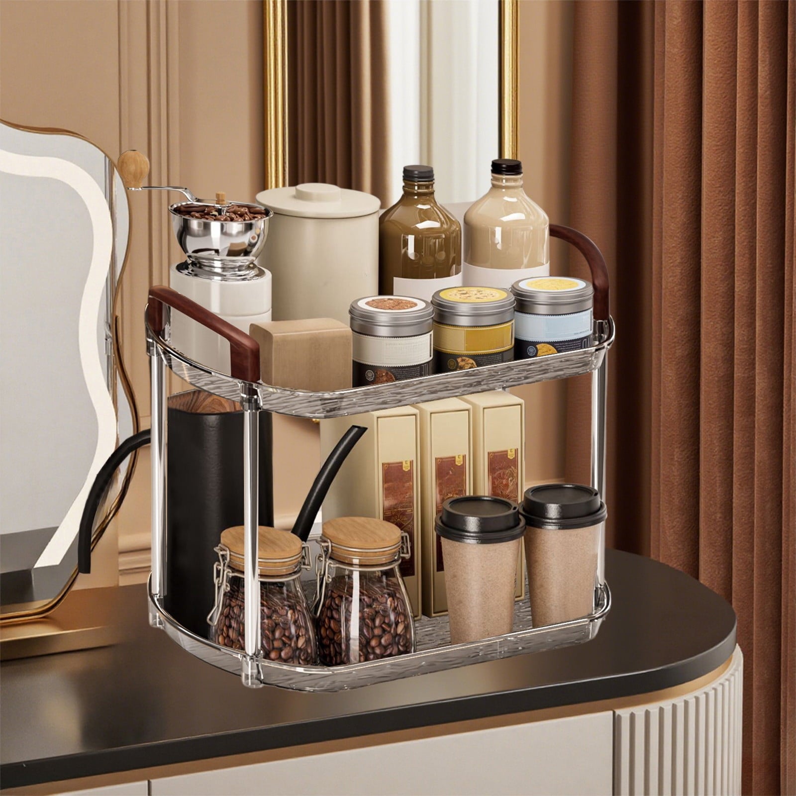 Bathroom Counter Organizer Countertop Storage, Cosmetics Skincare Shelf Organizer, Makeup Organizer Perfume for Dresser Vanity Tray, Spice R - Image 6