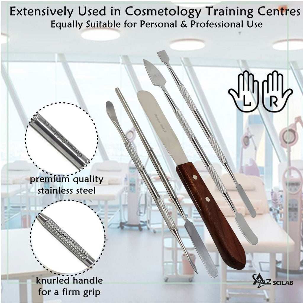 Stainless Steel Cosmetic Stirring Safe Ergonomic For Artist For Cosmetics Store - 5 Pcs - Image 3