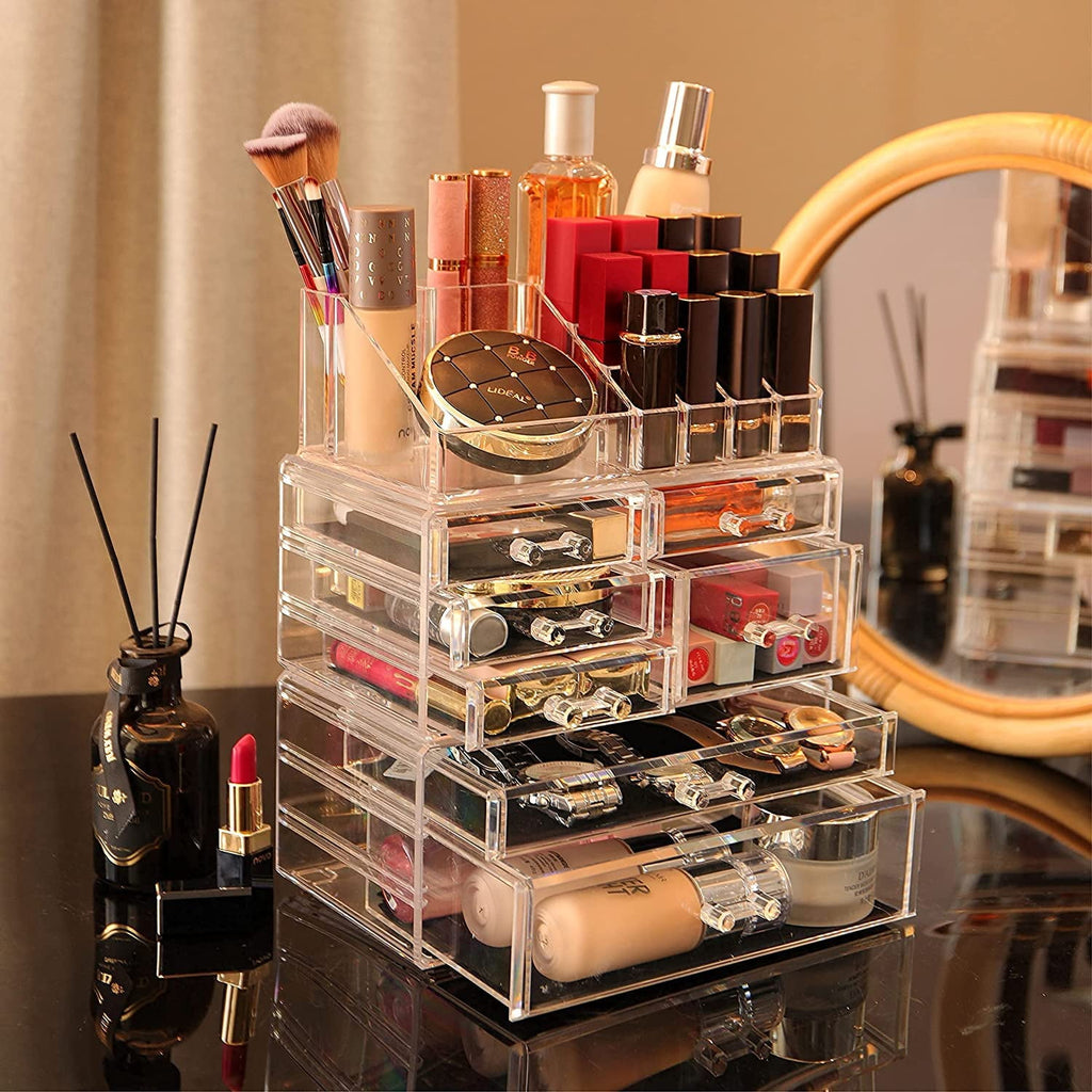 Clear Make Up Organizer Countertop,Small 4 Drawers Cosmetic Storage,Cute Vanity Skincare Organizers for Jewelry,Lipst... - Image 4