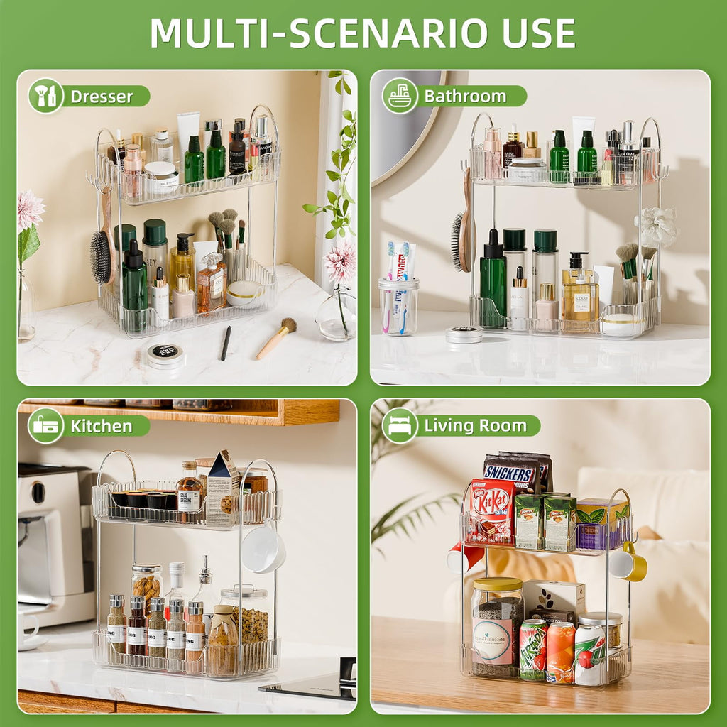 2 Tier Bathroom Counter Organizer，Cosmetic Skincare Organizer，Spice Rack Organizer for Kitchen - Image 6