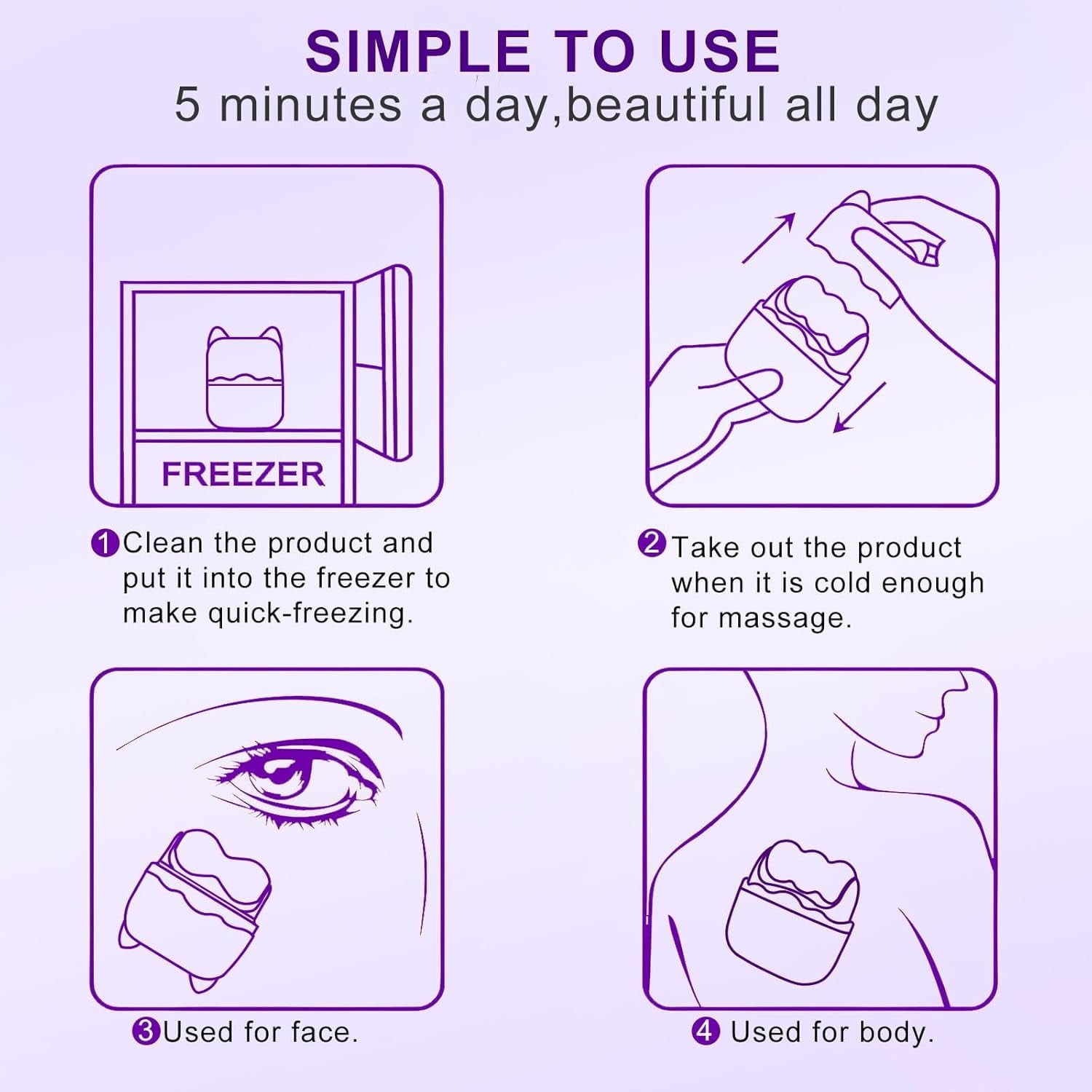 Ice Roller for Face,2-in-1 Dual-Sided Cooling Facial Massager for Puffiness Relief,Skin Tightening,Wrinkle Reduction,... - Image 5