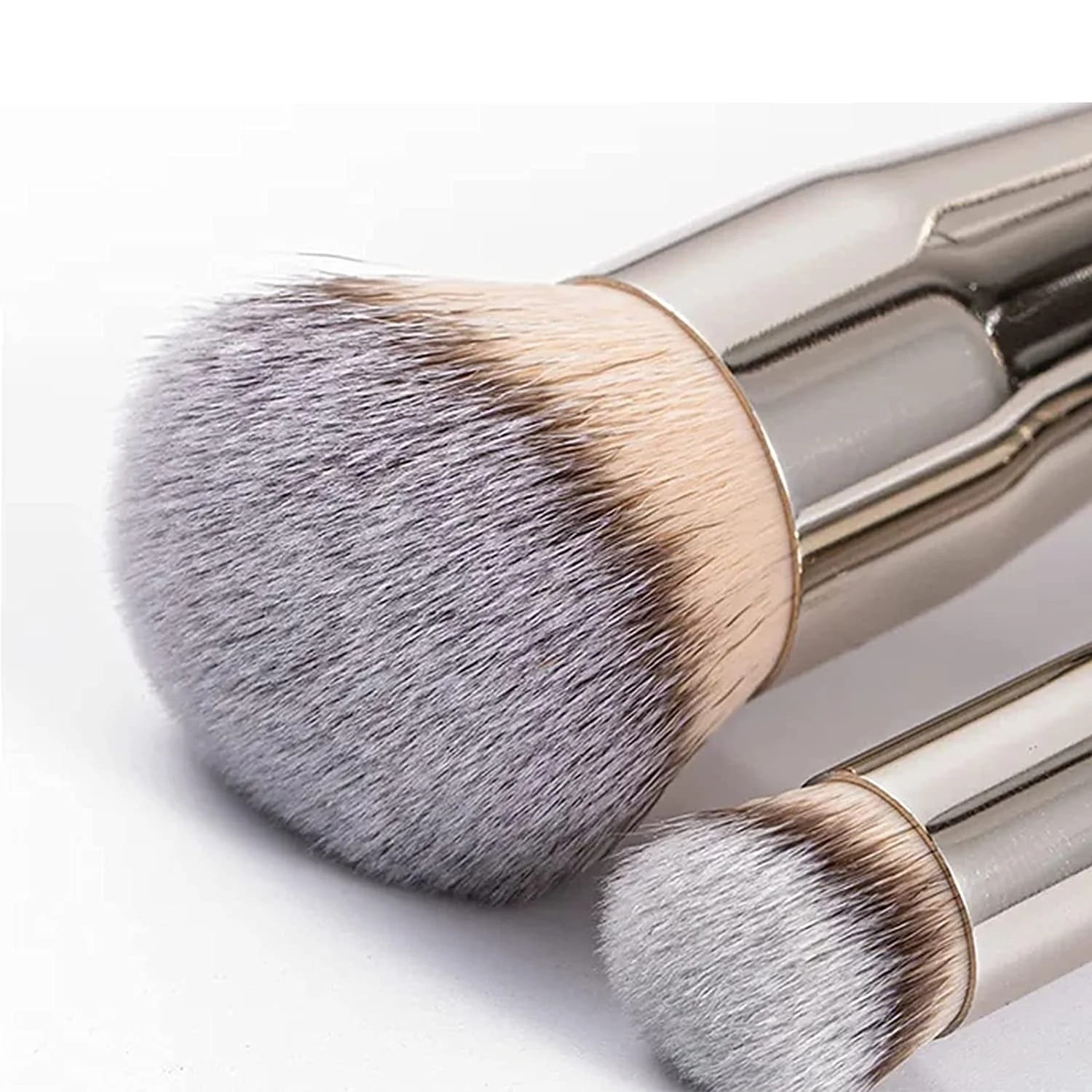 Foundation & Concealer Brush Set - 2 Pack with Round Slanted Brush, Mini Angled Concealer & Flat Top Nose Brush - Image 5