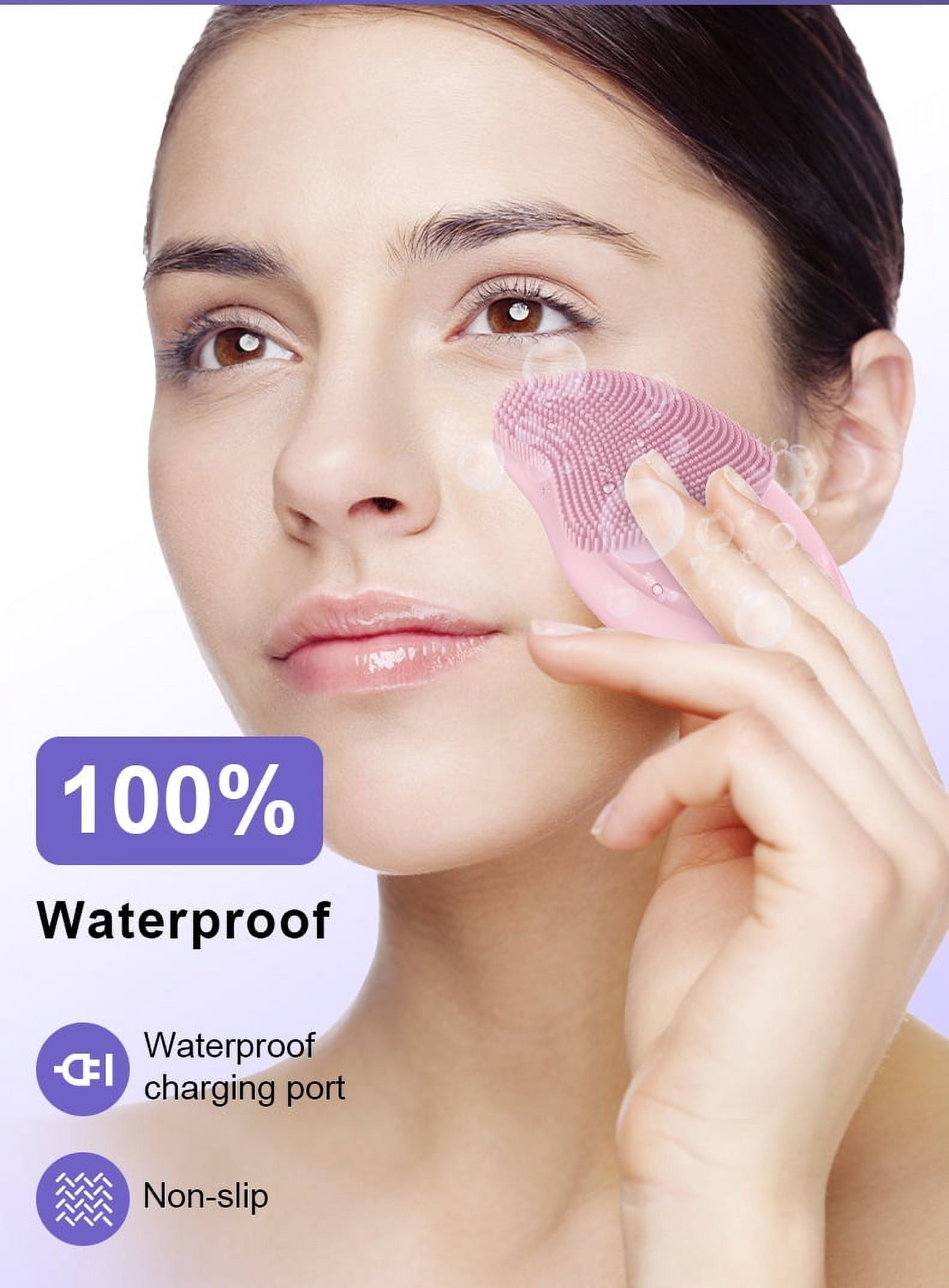 Facial Cleansing Brush with Ultra Soft Silicone, Waterproof Sonic Vibrating Face Brush for Deep Cleansing, Gentle Massaging - Image 3