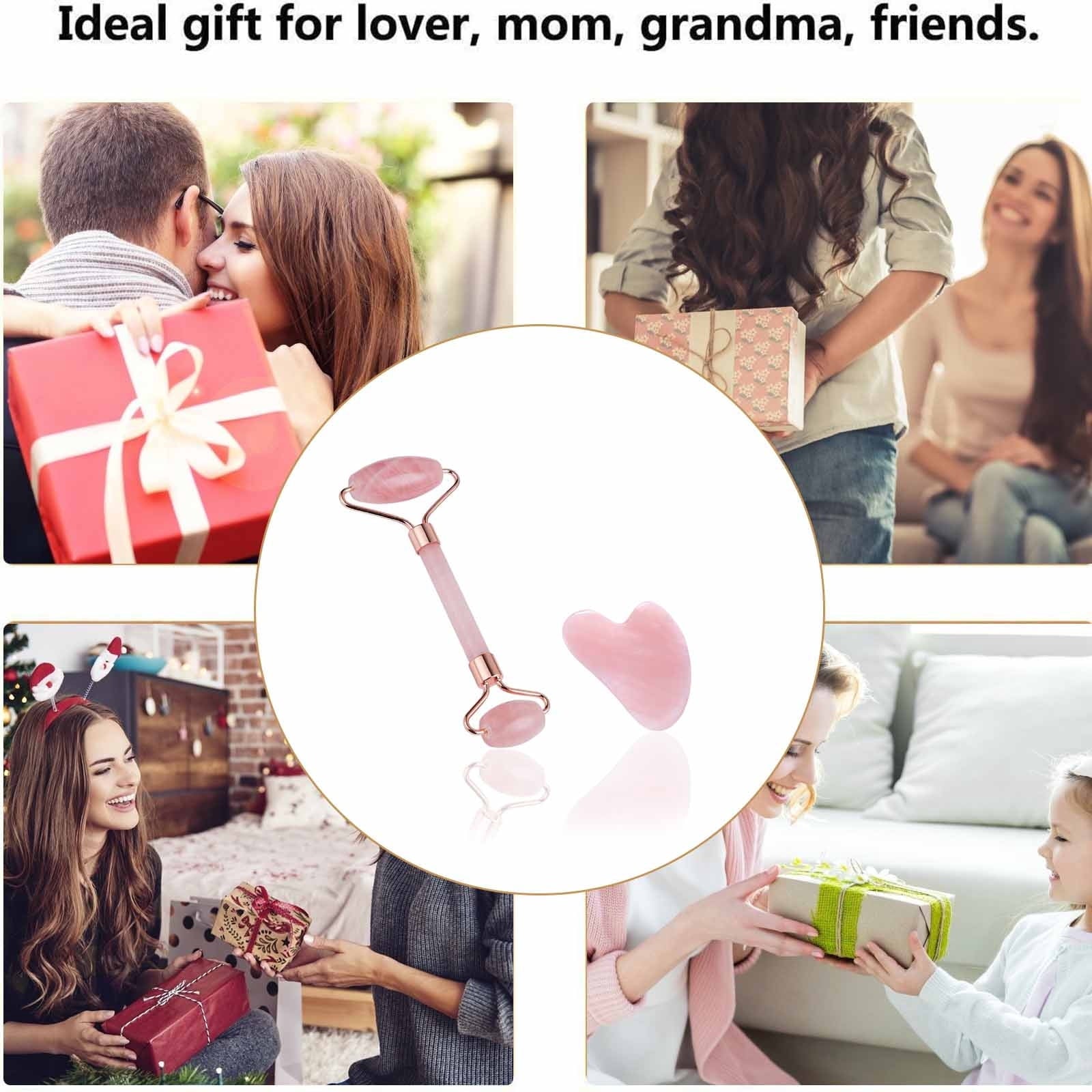 Kiplyki Gua Sha Facial Massage Natural Pink jade roller Massager Face Slimming Gift - Image 3