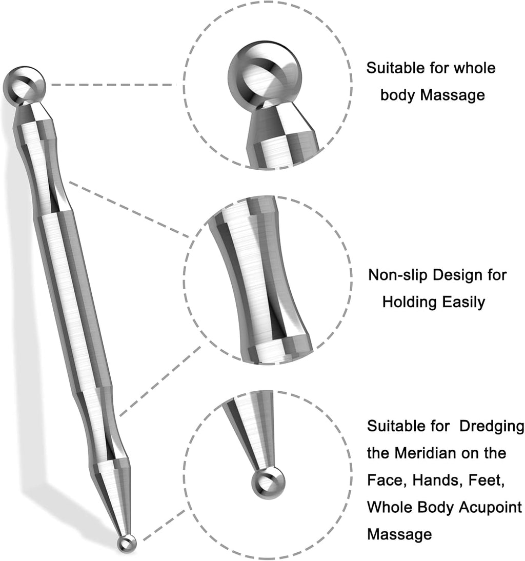 Acupuncture Pen, Facial Reflexology Tools Stainless Steel, Trigger Point Massager Tool, Deep Tissue Massage Tool - Image 6