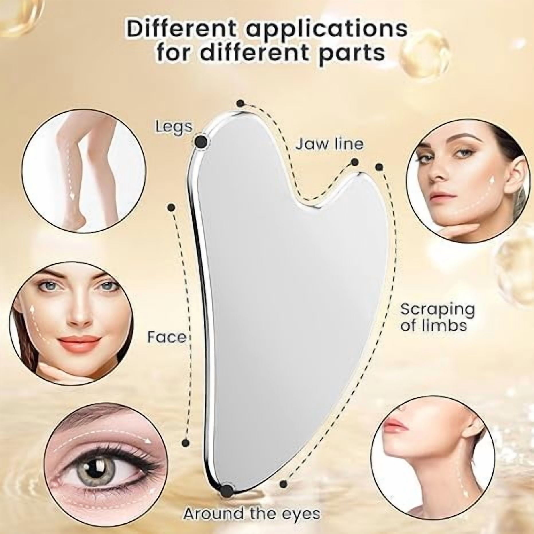 304 Stainless Steel Gua Sha Facial Tools 1 PC, Guasha Tool for Face or Body Massage, Massager Tool for Facial Care, S... - Image 2