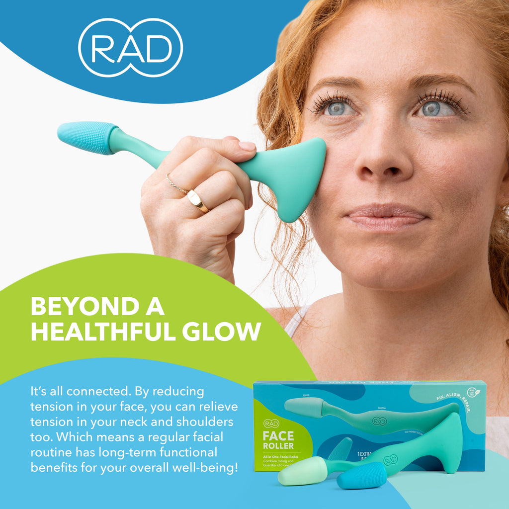 Facial Roller - 2-in-1 Jade Roller & Gua Sha Style Tool, Silicone Handle, skin Care, Rolling & Scraping Massage Therapy - Image 4