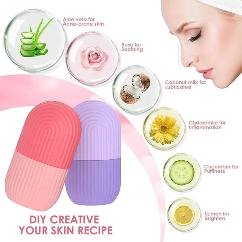 3pcs Cube Mold + Jade Roller & GuaSha Set, Reusable Silicone Cold Therapy Skin Care Tools, Roller Msagger for Neck Ey... - Image 3
