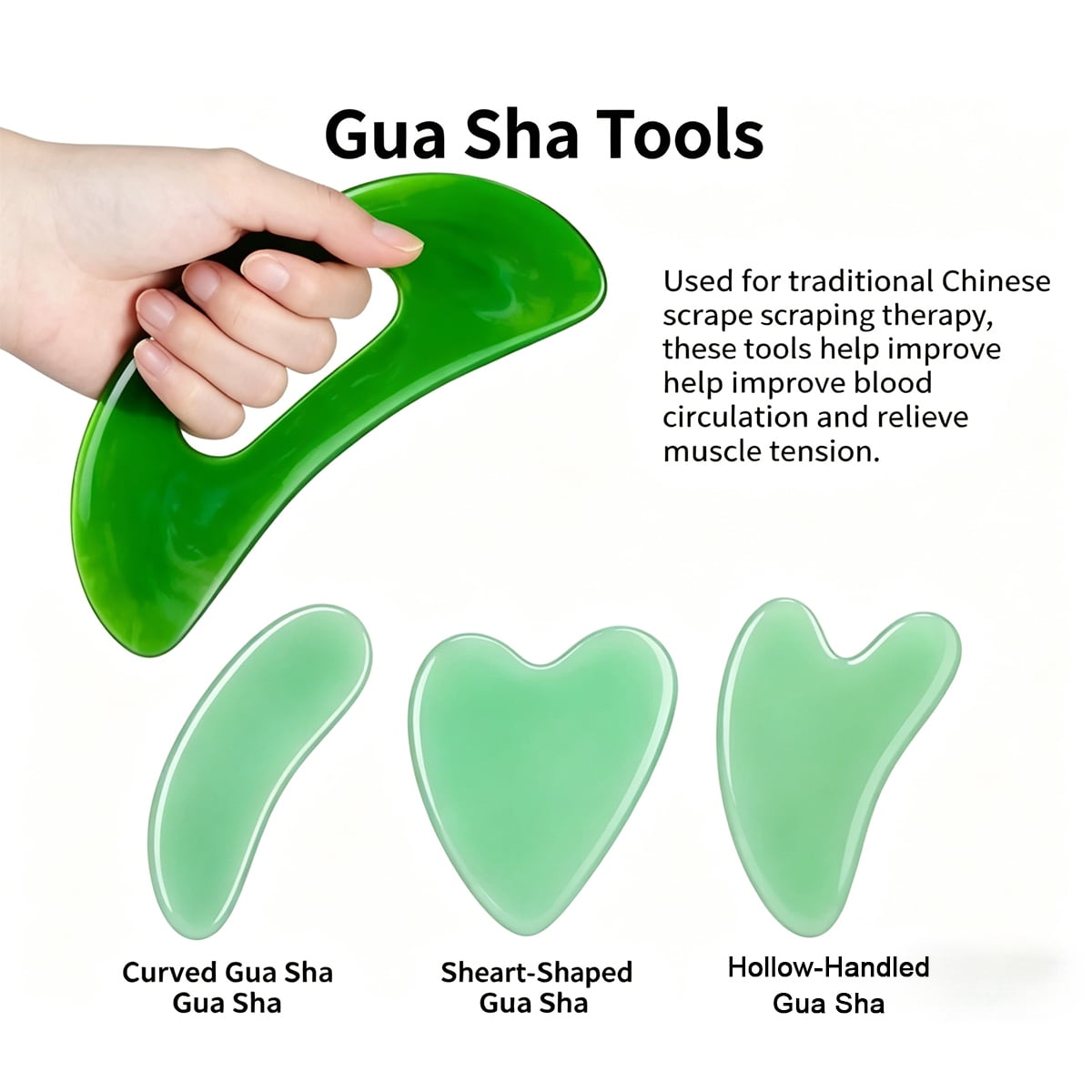 3 Pcs Gua Sha Facial Tools Set and 1 Pcs Body Gua Sha Massage Tool with Handle for Face Back Neck Leg Body Scraping M... - Image 2