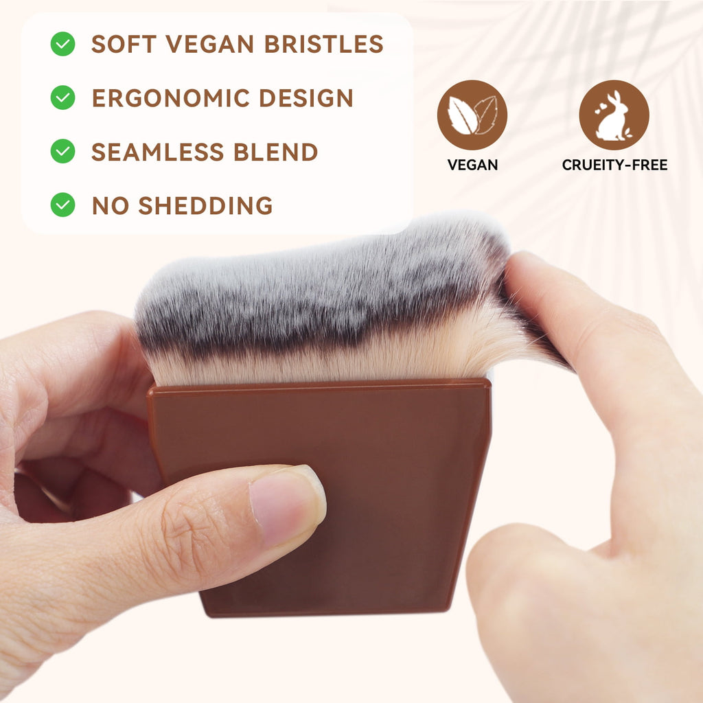 Makeup es Kabuki Self- for Liquid, Cream and Powder Face Makeup for Body & Leg Makeup (Brown) - Image 3
