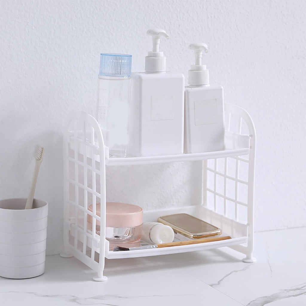 Table Shelf Organizer, Cosmetic Stationery Storage Holder, 2-Tier Multifunctional Plastic Shelf, Makeup Organizer, fo... - Image 5