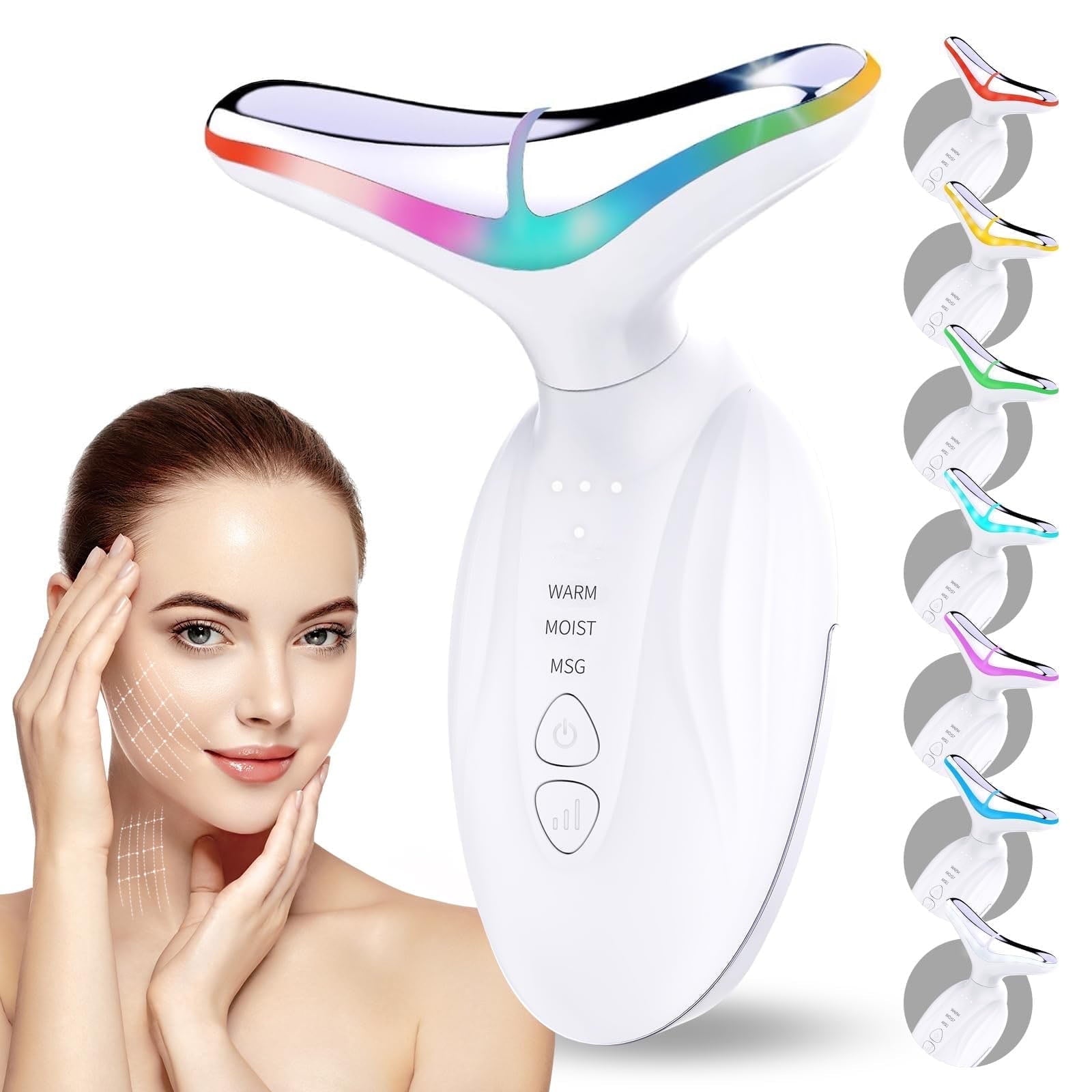 7 Color Face Massager Tool,Neck and Facial Sculpting Electric Tools,4 Modle Facial Toning Device,Multifunctional Face Lift Device for Skin C