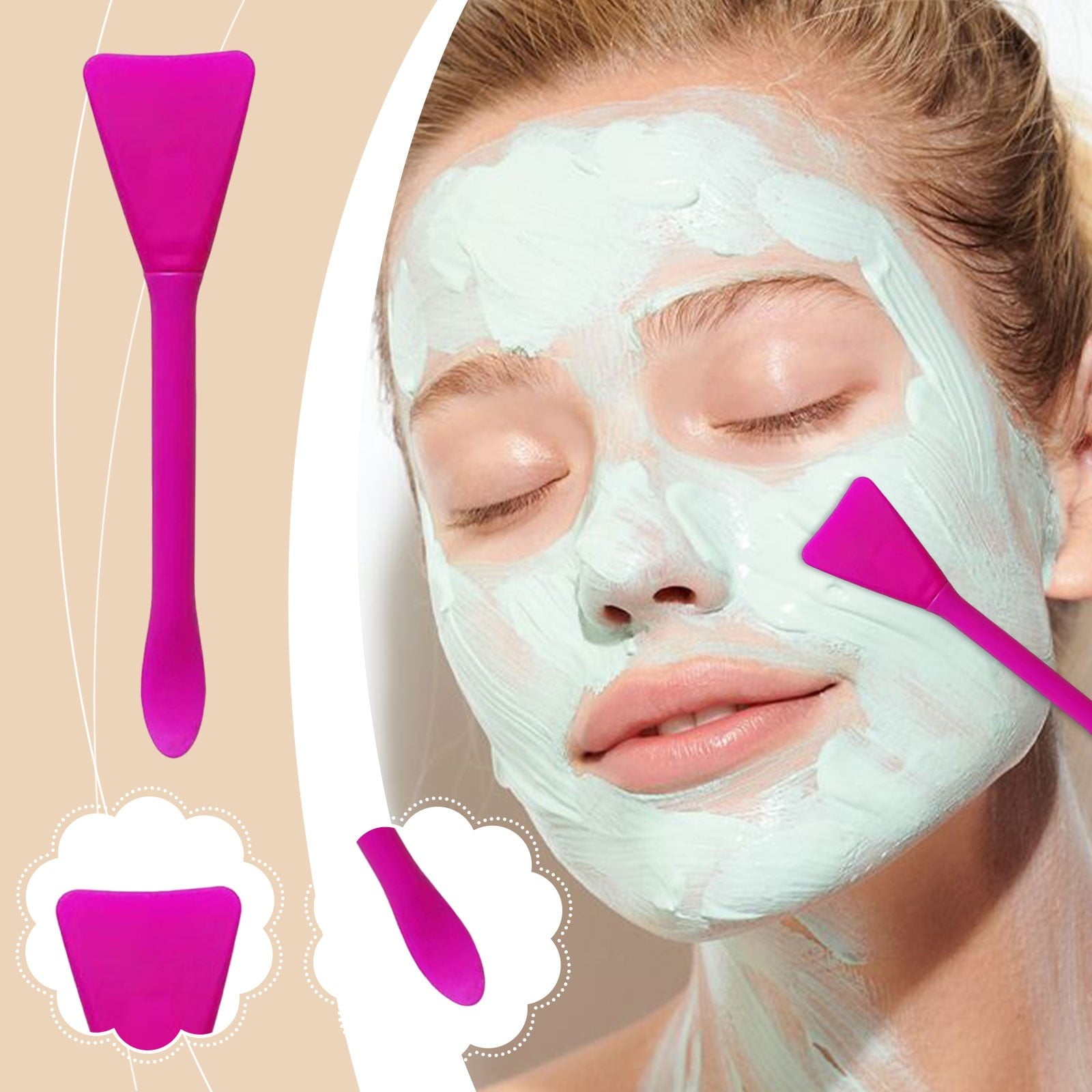 Momihoom Mask Applicator Silicone Face Brush Face Mud Cream,Clay Mask,Modeling Mask Brushes Mud Mixing Spatula Double... - Image 3