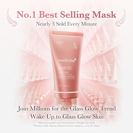 medicube Wrapping Mask Collagen Overnight Peel Off Facial Mask | Elasticity & Hydration Care, Reduces Sagging & Dullness | Hydrolyzed Collagen For Glowing Skin | Korean Skin Care, 2.53 fl.oz