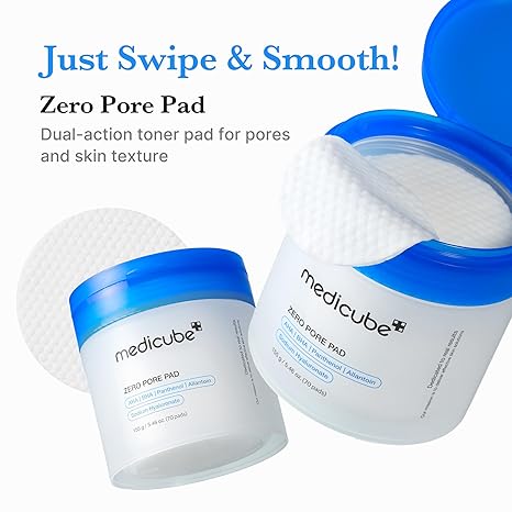 Click to see full view medicube Toner Pads Zero Pore Pad 2.0 | Dual-Textured Facial Pad for Exfoliation and Pore Care with 4.5% AHA Lactic Acid, 0.45% BHA Salicylic Acid | Ideal for All, Korean Skin Care, 70 Pads (1 Pack)
