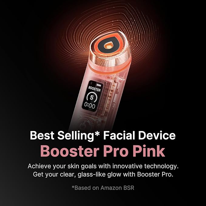 medicube Booster Pro | 6-in-1 Real Glass Glow Beauty Massager | for Clear, Radiant, Firmer-Looking Skin | Korean Skin Care | Pink