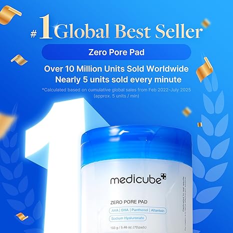 Click to see full view medicube Toner Pads Zero Pore Pad 2.0 | Dual-Textured Facial Pad for Exfoliation and Pore Care with 4.5% AHA Lactic Acid, 0.45% BHA Salicylic Acid | Ideal for All, Korean Skin Care, 70 Pads (1 Pack)