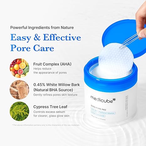 Click to see full view medicube Toner Pads Zero Pore Pad 2.0 | Dual-Textured Facial Pad for Exfoliation and Pore Care with 4.5% AHA Lactic Acid, 0.45% BHA Salicylic Acid | Ideal for All, Korean Skin Care, 70 Pads (1 Pack)