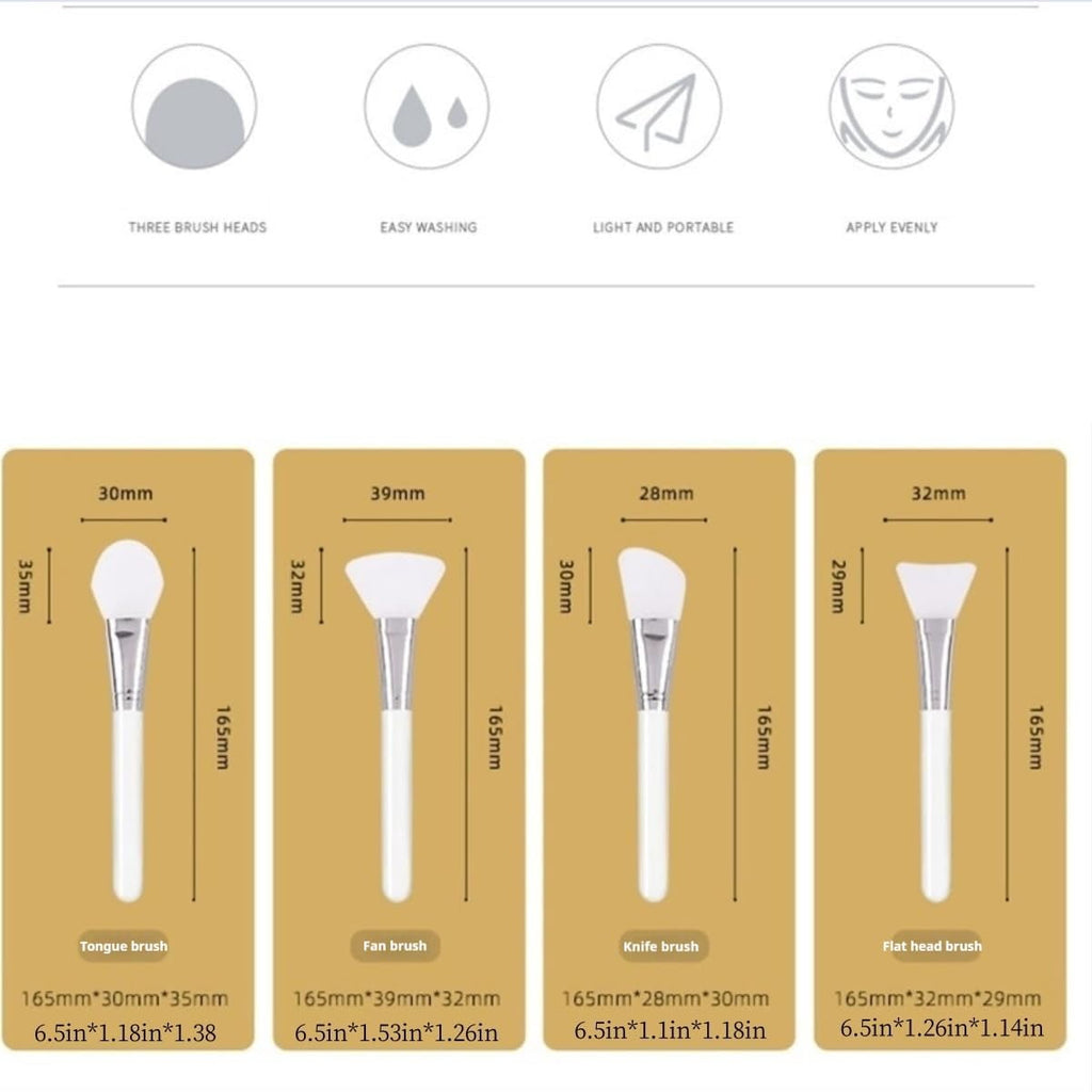Face Mask Brush,4pcs Different Shapes Silicone Face Mask Brush Facial Mud Mask Applicator Brush Hairless Body Lotion ... - Image 6