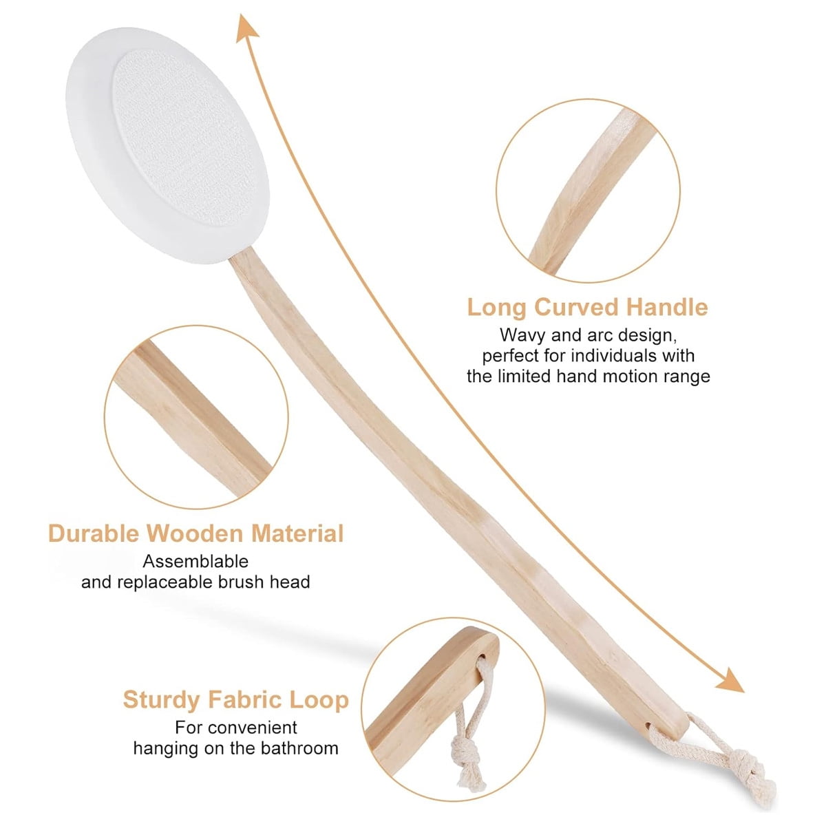 Professional Lotion Applicator, Extended Reach & Curved Design, For Easy Clean Dry, 7 Pieces, White - Image 5