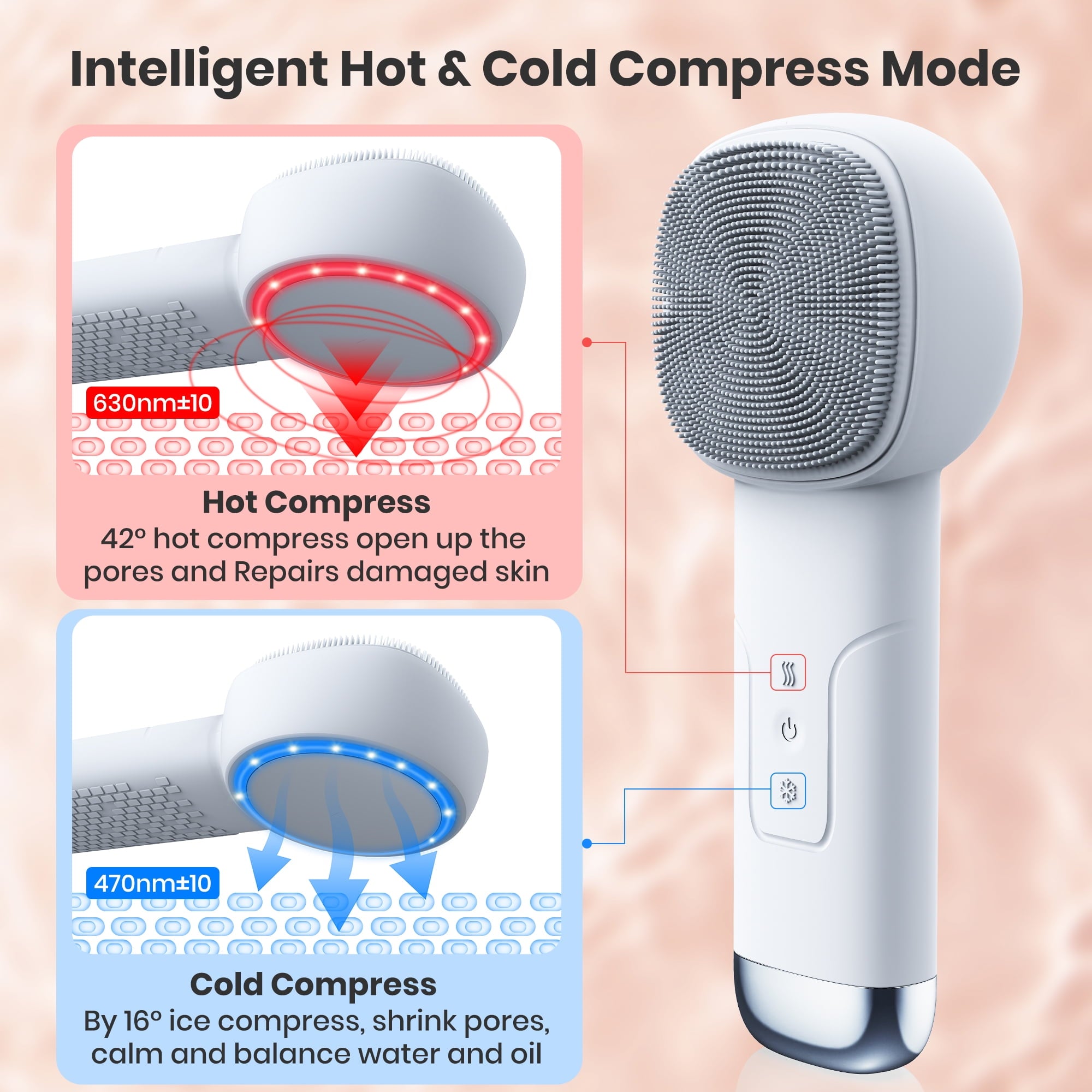 Facial Cleansing Brush, Silicone Face Scrubber, Electric Face Brushes for Cleansing with Vibration, Hot and Cold Comp... - Image 5